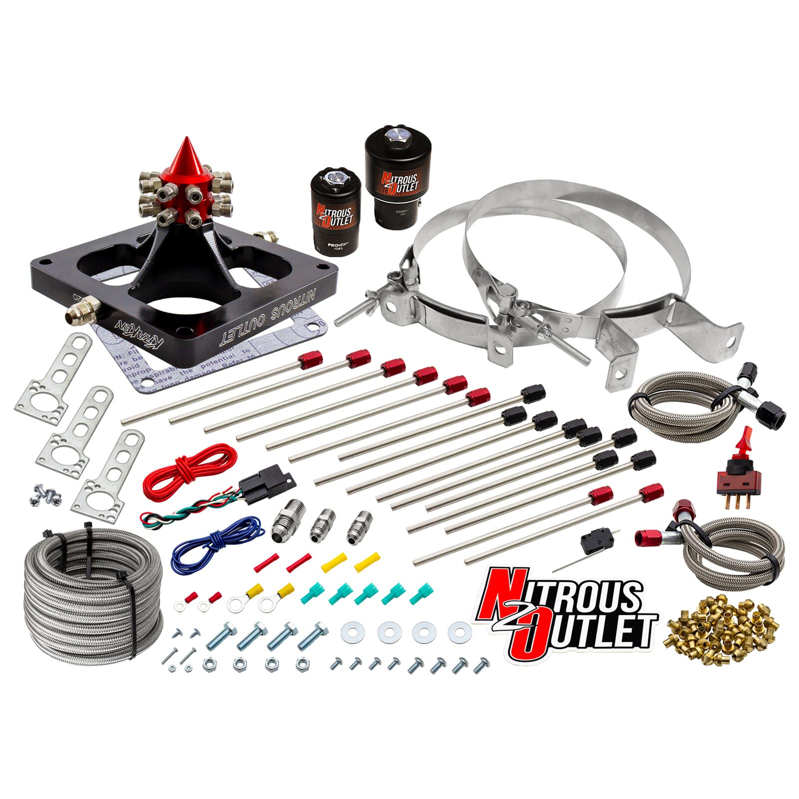 Nitrous Outlet Oxide Systems 00-459001CS-00 Systems, 4500 Kraken Competition System - Braided Ho(Gas/E85)(5-7-10 psi)(200-950 HP)(No Bottle)