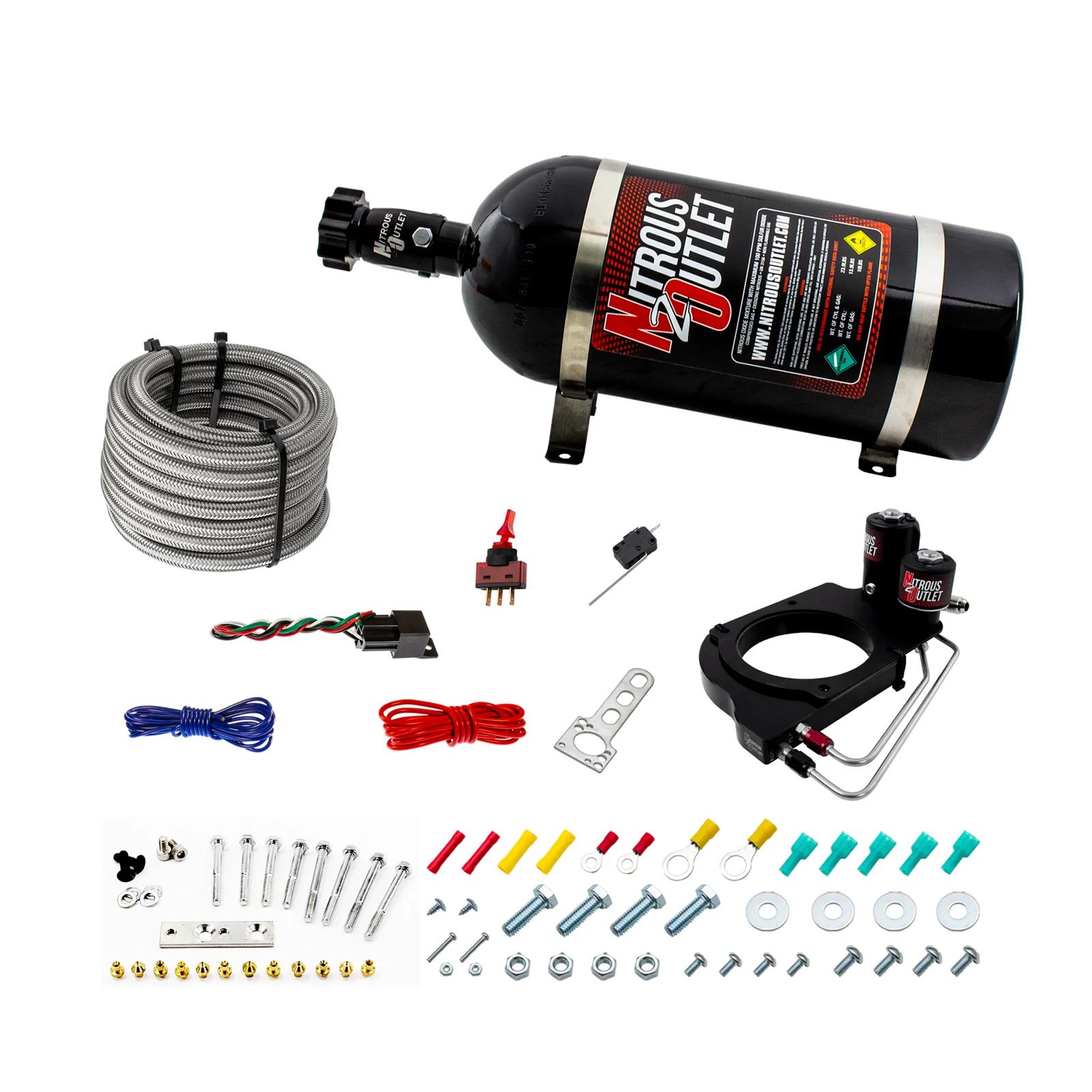 Nitrous Outlet Oxide Systems 00-10161-102-10 - Gas/E85 (5-55psi)(50-200HP)(10lb Bottle)