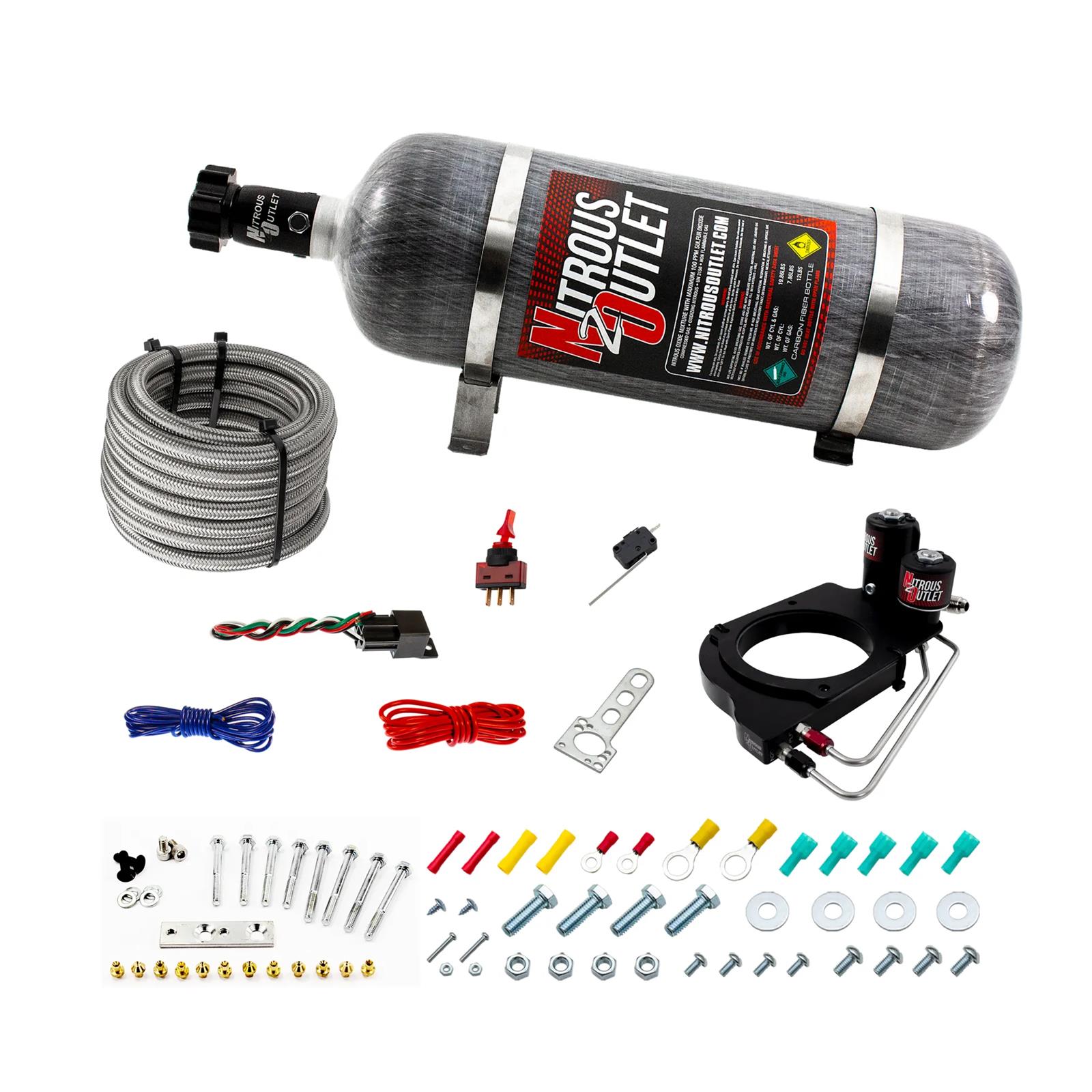 Nitrous Outlet Oxide Systems 00-10161-102-12 Systems, - Drivers Side/Excludes Fuel Supply - Gas/E85 (5-55psi)(50-200HP)(12lb Bottle)