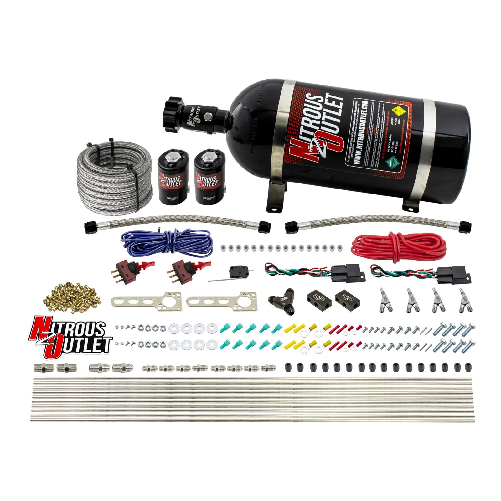 Nitrous Outlet 4-Cylinder Direct Port Systems 00-10360-SBT-DS-10 Dry EFI DS 4 Cyl 2Sol Sys w/ Dist Blocks (10Lb Bottle)(SBT Noz)
