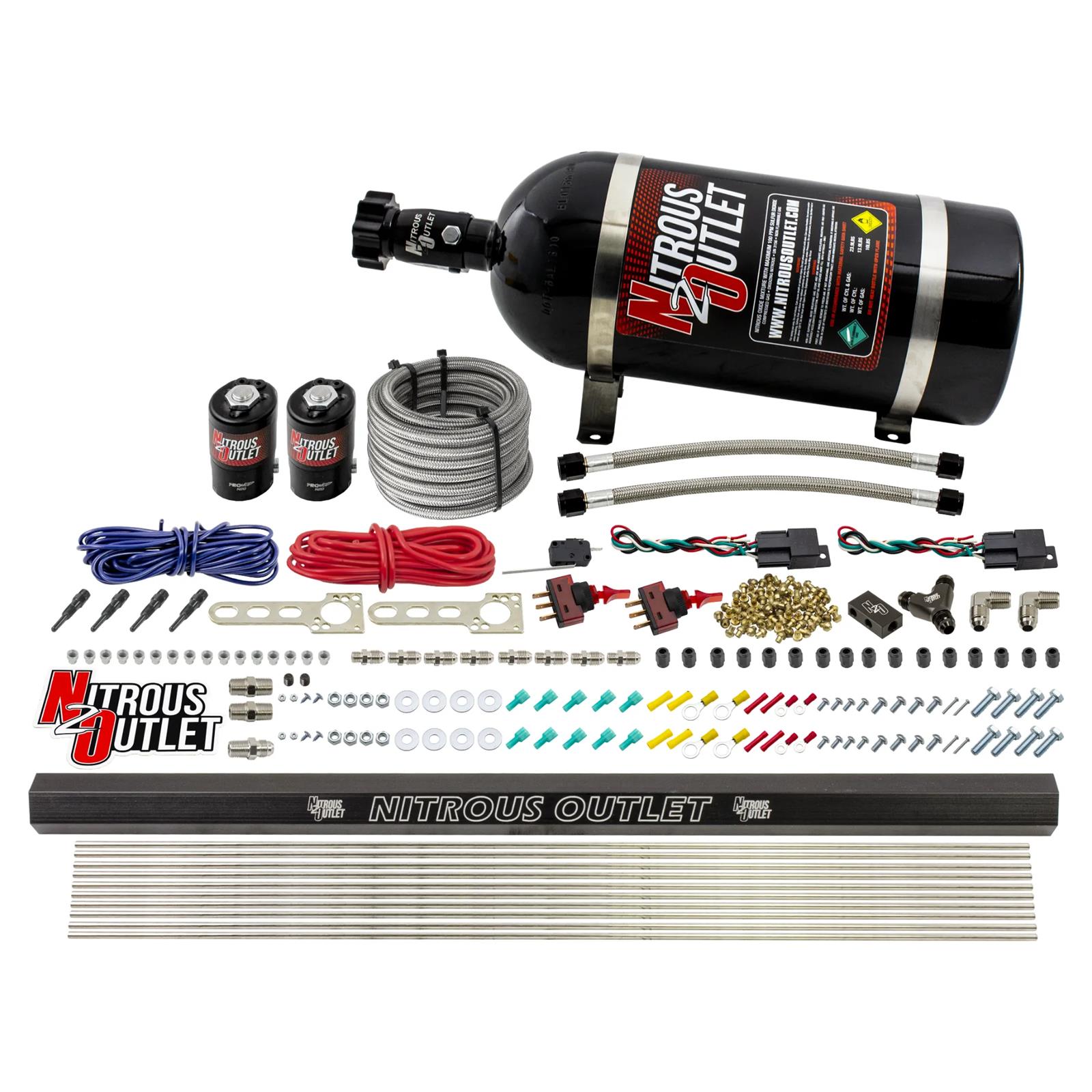 Nitrous Outlet Direct Port Systems 00-10361-SBT-DS-10 Dry EFI DS 4Cyl 2 Sol Sys w/ Single Rail (10Lb Bottle)(SBT Noz)