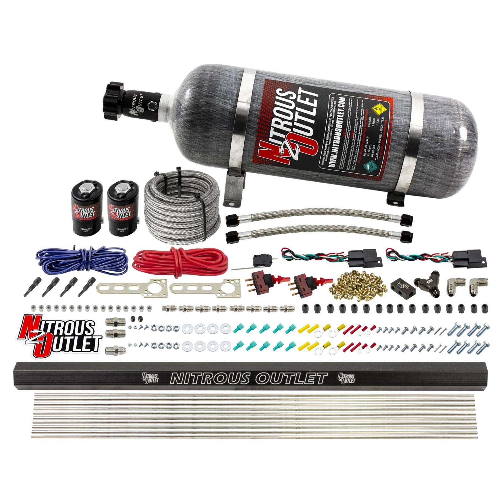 Nitrous Outlet Direct Port Systems 00-10361-SBT-DS-12 Dry EFI DS 4Cyl 2 Sol Sys w/ Single Rail (12Lb Bottle)(SBT Noz)