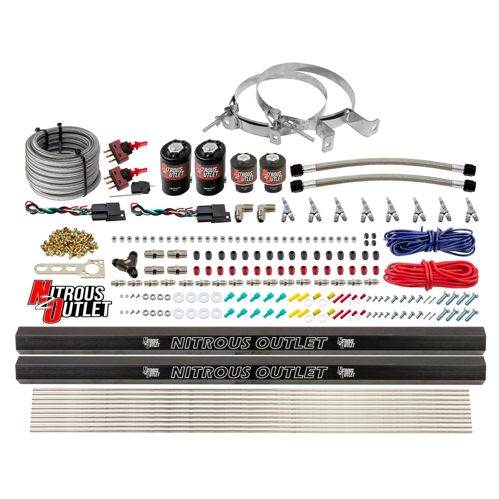 Nitrous Outlet Oxide Systems 00-10362-R-SBT-DS-00 DS 4 Cyl 4 Sol Direct Port Sys w/ Dual Rails Low PSI(No Bottle)(SBT Noz)