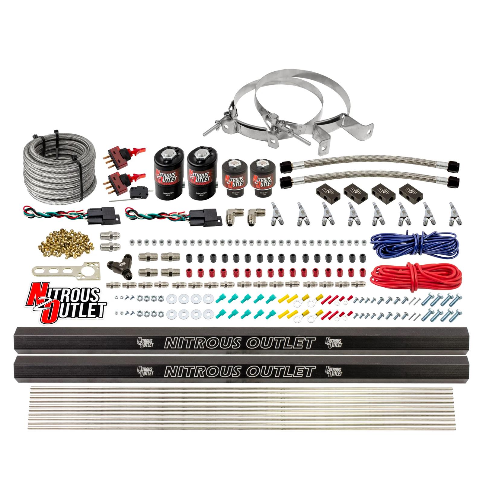 Nitrous Outlet Oxide Systems 00-10362-SBT-DS-00 DS 4 Cyl 4 Sol Direct Port Sys w/ Dist Blocks Low PSI(No Bottle)(SBT Noz)