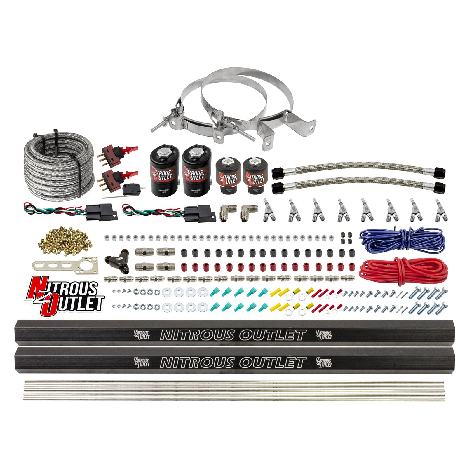 Nitrous Outlet Oxide Systems 00-10363-E85-DS-00 DS 4 Cyl 4 Sol Direct Port Sys w/Dist Blocks E85 Hi PSI(No Bottle)(90° Noz)