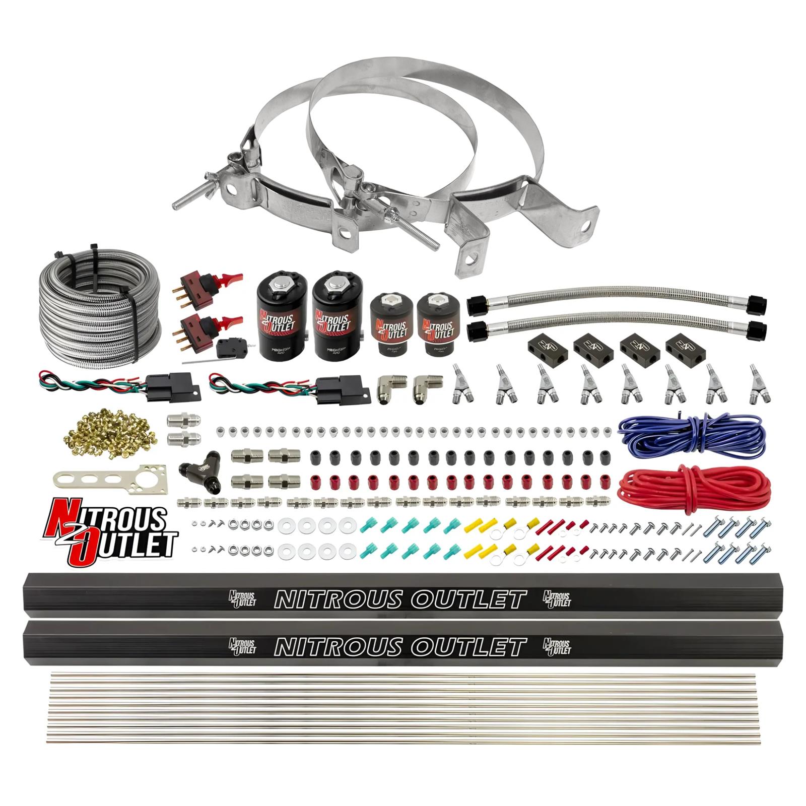 Nitrous Outlet Oxide Systems 00-10363-SBT-DS-00 DS 4 Cyl 4 Sol Direct Port Sys w/Dist Blocks Hi PSI(No Bottle)(SBT Noz)