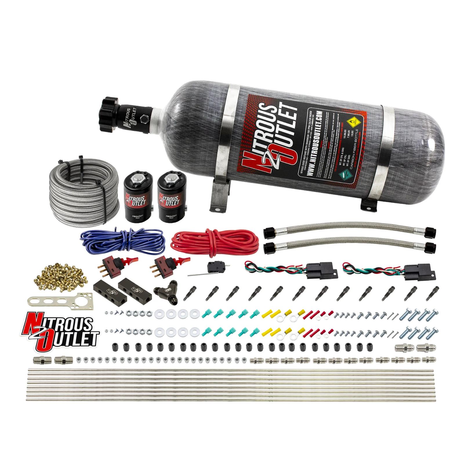 Nitrous Outlet Direct Port Systems 00-10396-SBT-DS-12 Dry EFI DS 6 Cyl 2 Sol Sys w/Dist Blocks (12Lb Bottle)(SBT Noz)