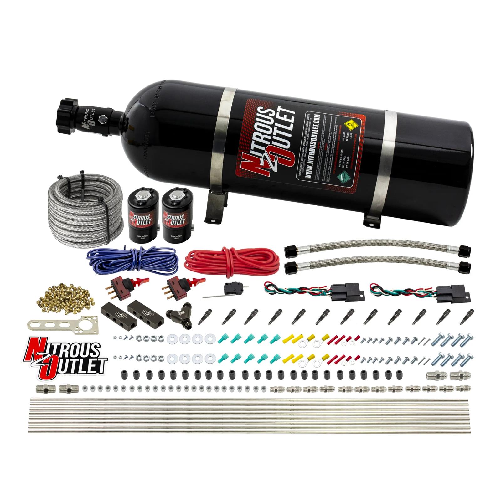 Nitrous Outlet Direct Port Systems 00-10396-SBT-DS-15 Dry EFI DS 6 Cyl 2 Sol Sys w/Dist Blocks (15Lb Bottle)(SBT Noz)
