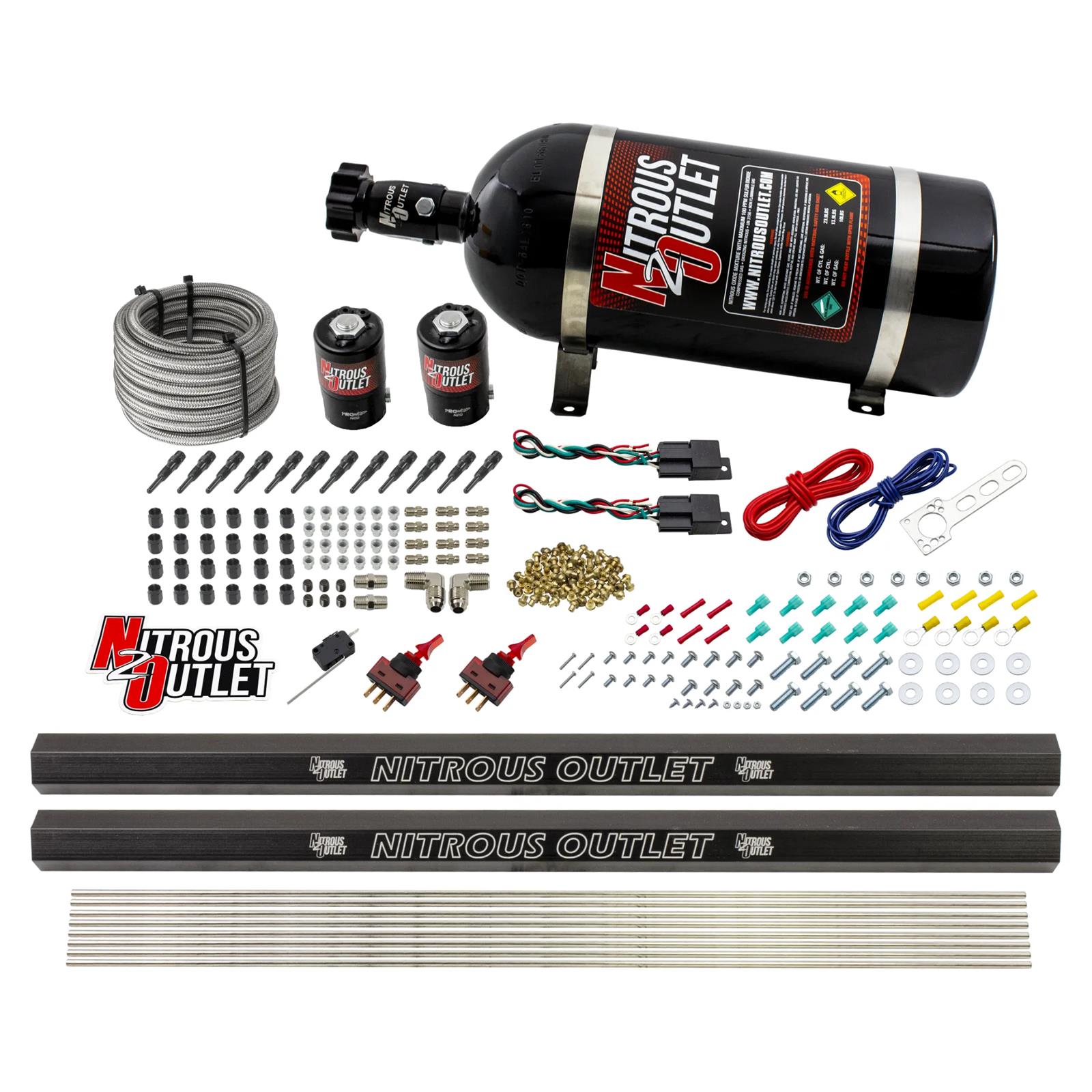 Nitrous Outlet Oxide Systems 00-10397-SBT-DS-10 Dry EFI DS 6 Cyl 2 Sol Direct Port Sys w/ Dual Rails (10Lb Bottle)(SBT Noz)