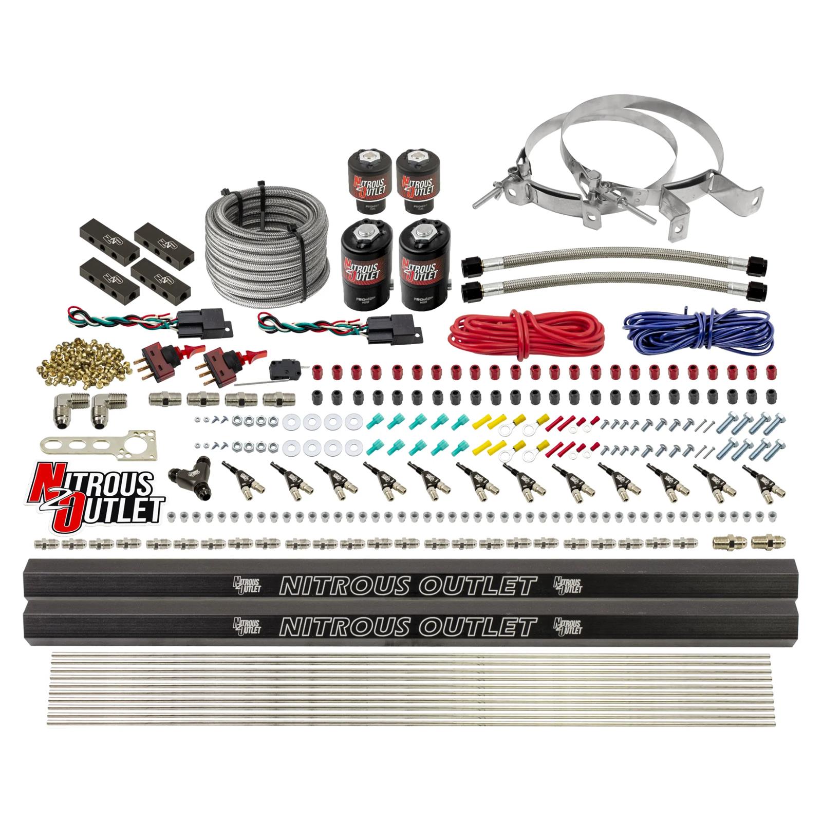 Nitrous Outlet Oxide Systems 00-10398-ALC-DS-00 DS 6 Cyl 4Sol Direct Port Sys w/Dist Blocks ALC Low PSI(No Bottle)(90° Noz)