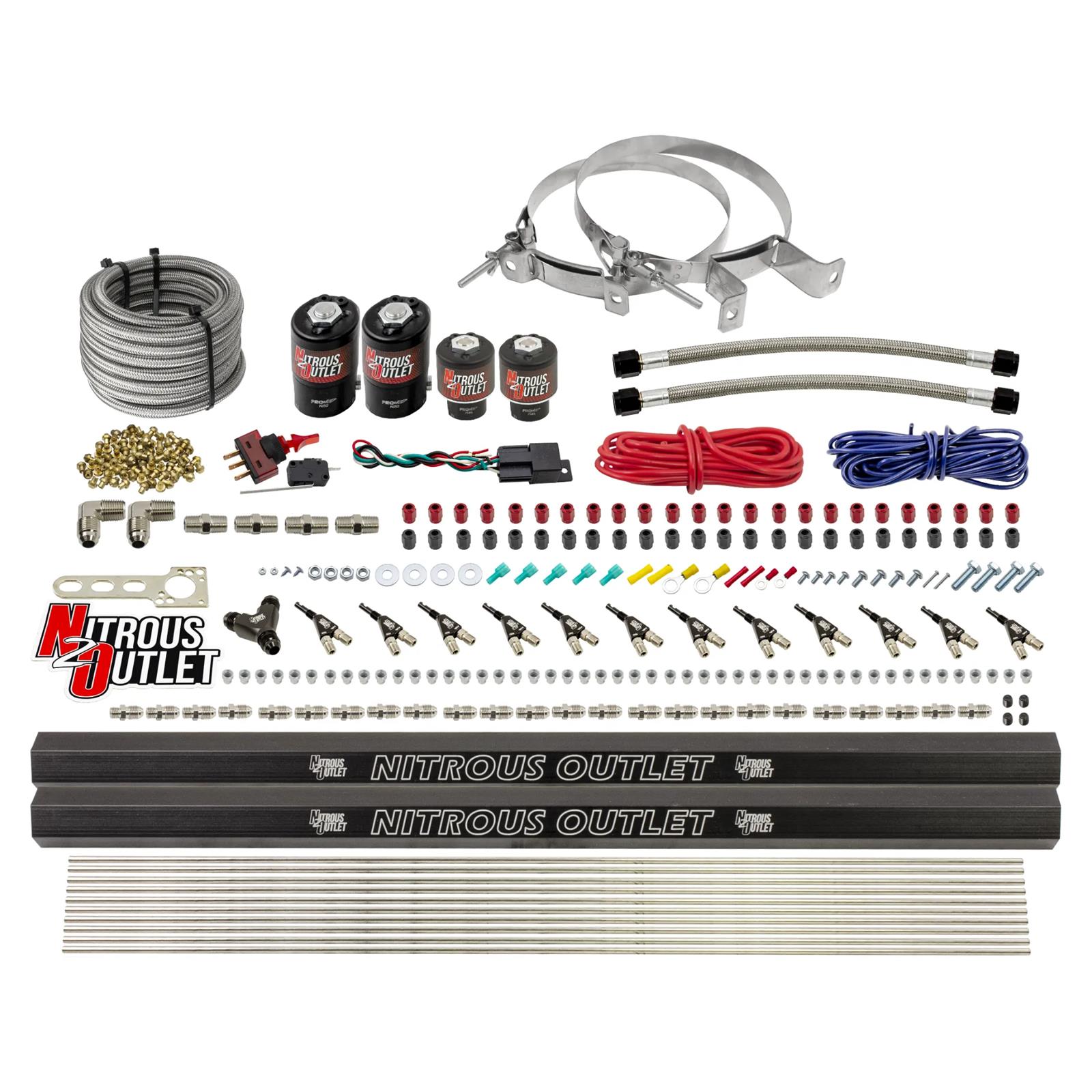 Nitrous Outlet Oxide Systems 00-10398-ALC-R-DS-00 DS 6Cyl 4 Sol Direct Port Sys w/ Dual Rails ALC Low PSI(No Bottle)(90° Noz)