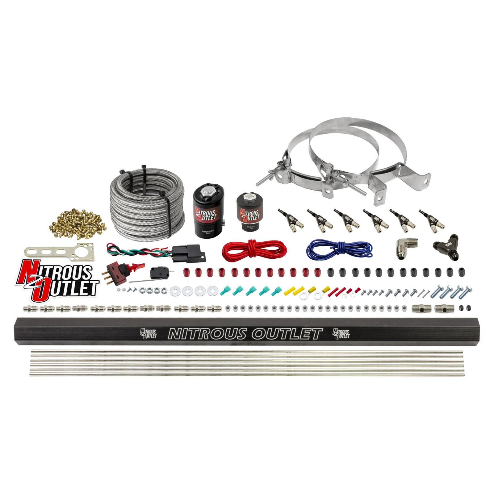 Nitrous Outlet Oxide Systems 00-10398-E85-R-00 6 Cyl 2 Sol Direct Port Sys w/ Single Rail E85 Low PSI(No Bottle) SBT Noz