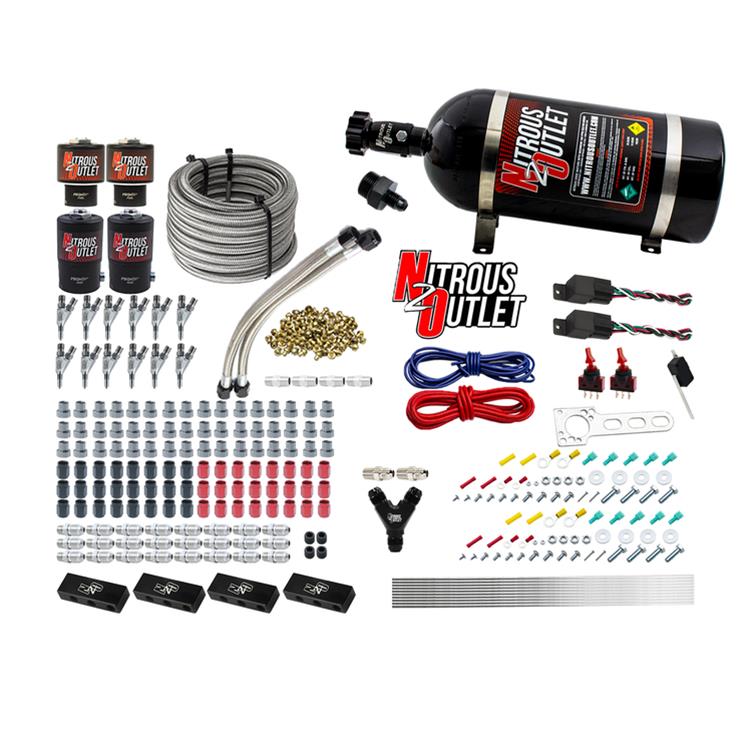Nitrous Outlet Oxide Systems 00-10399-R-SBT-DS-10 DS 6 Cyl 4 Sol Direct Port Sys w/ Dual Rail Hi PSI(10Lb Bottle)(SBT Noz)