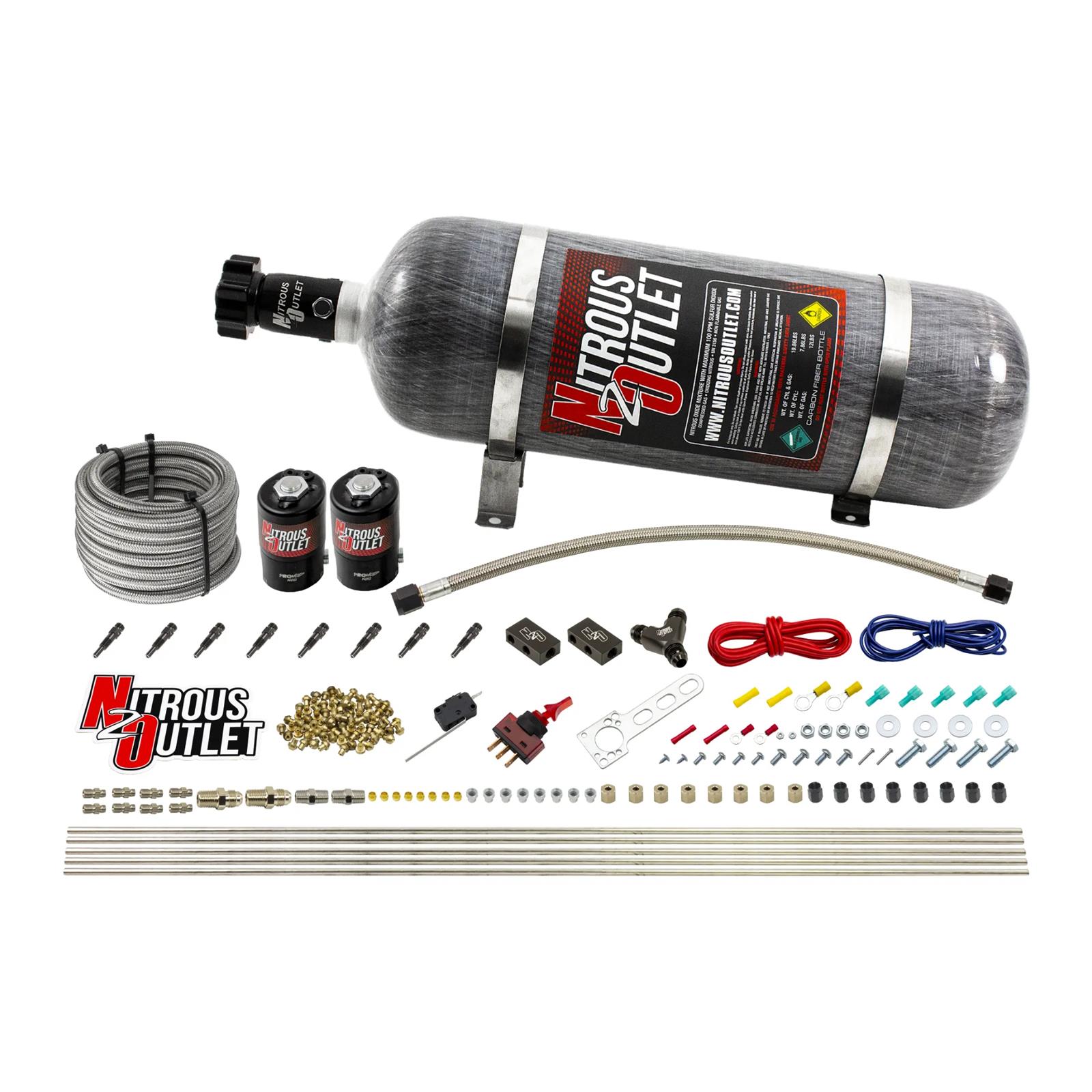 Nitrous Outlet Oxide Systems 00-10432-H-SBT-12 Dry EFI 8 Cyl 2 Sol Racers Direct Port Sys (12Lb Bottle) (SBT Noz)