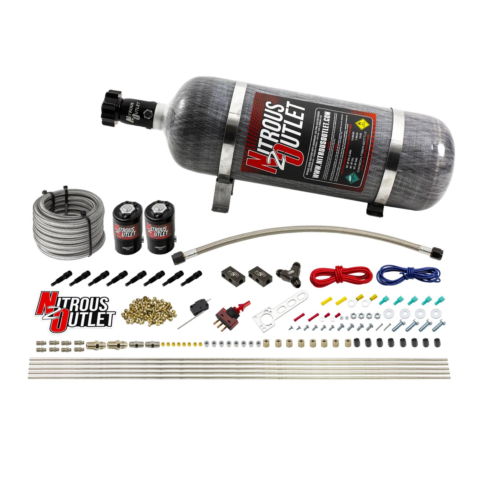 Nitrous Outlet Oxide Systems 00-10432-L-SBT-12 Dry EFI 8 Cyl 2 Sol Racers Direct Port Sys (12Lb Bottle) (SBT Noz)