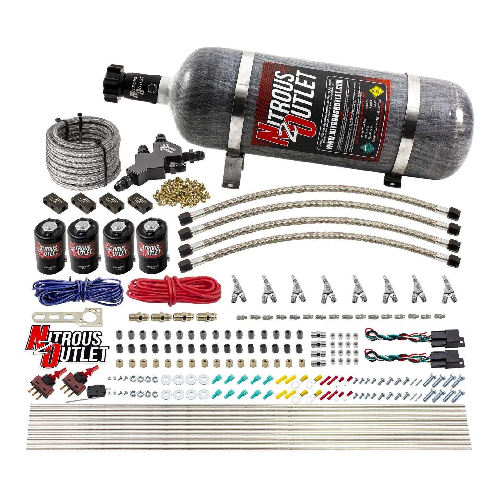 Nitrous Outlet Oxide Systems 00-10432-L-SBT-DS-12 DS Dry EFI 8 Cyl 4 Sol Racers Direct Port Sys (12Lb Bottle) (SBT Wet Noz)