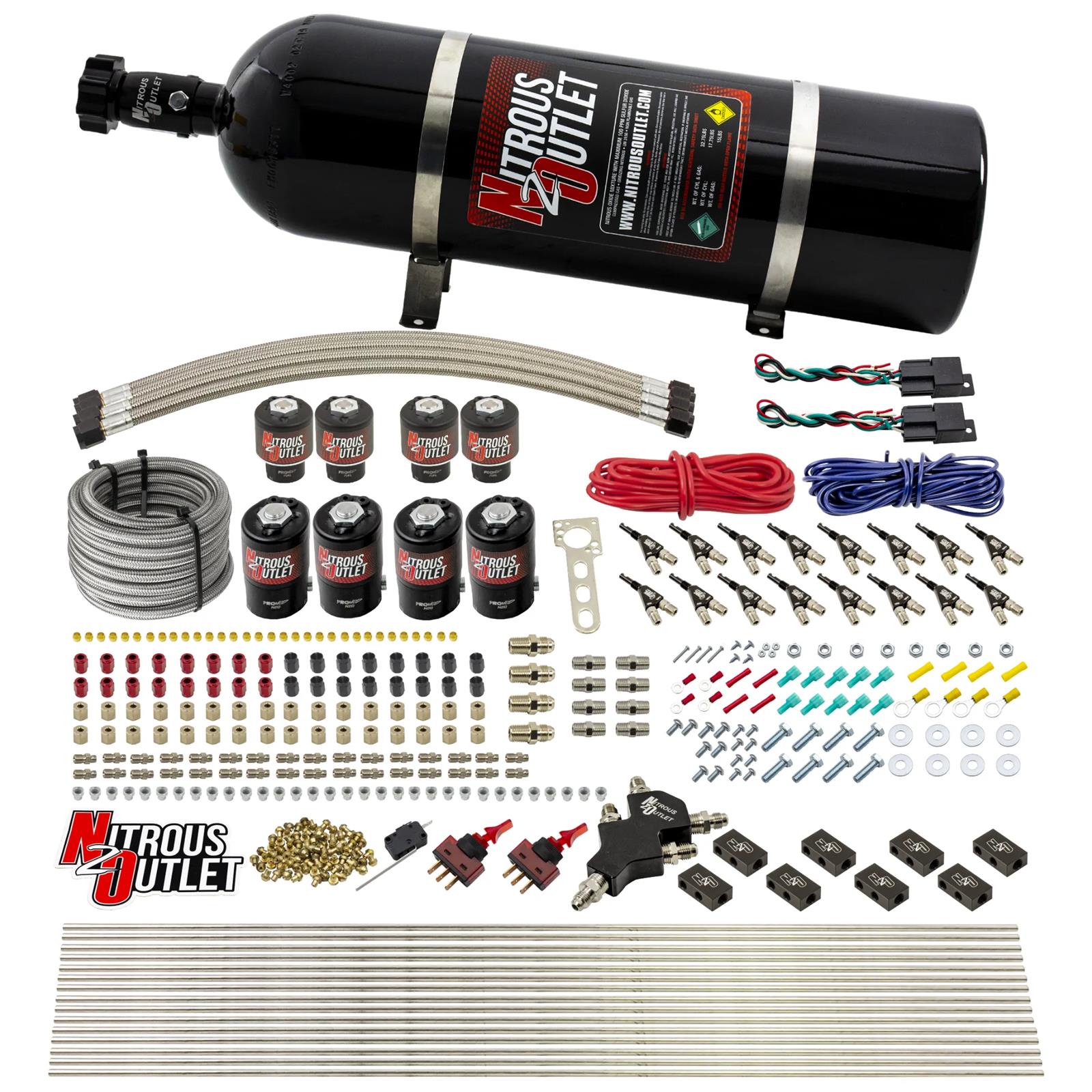 Nitrous Outlet Oxide Systems 00-10433-ALC-H-DS-15 DS 8 Cyl 8 Sol Racers Direct Port Sys ALC Low PSI(15Lb Bottle)(90° Noz)