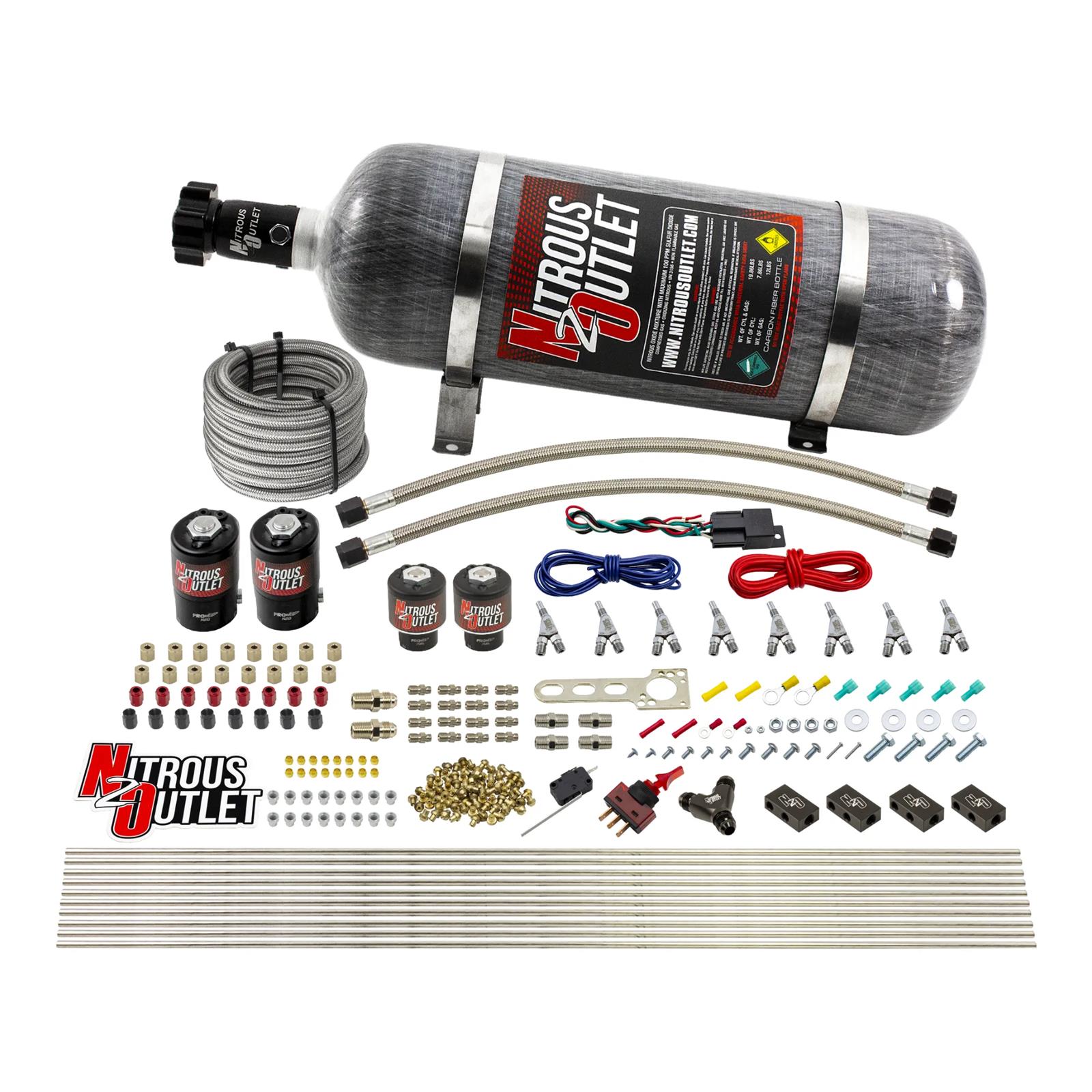 Nitrous Outlet Oxide Systems 00-10433-ALC-H-SBT-12 8 Cyl 4 Sol Racers Direct Port Sys ALC Low PSI( 12lb Bottle)(SBT Noz)