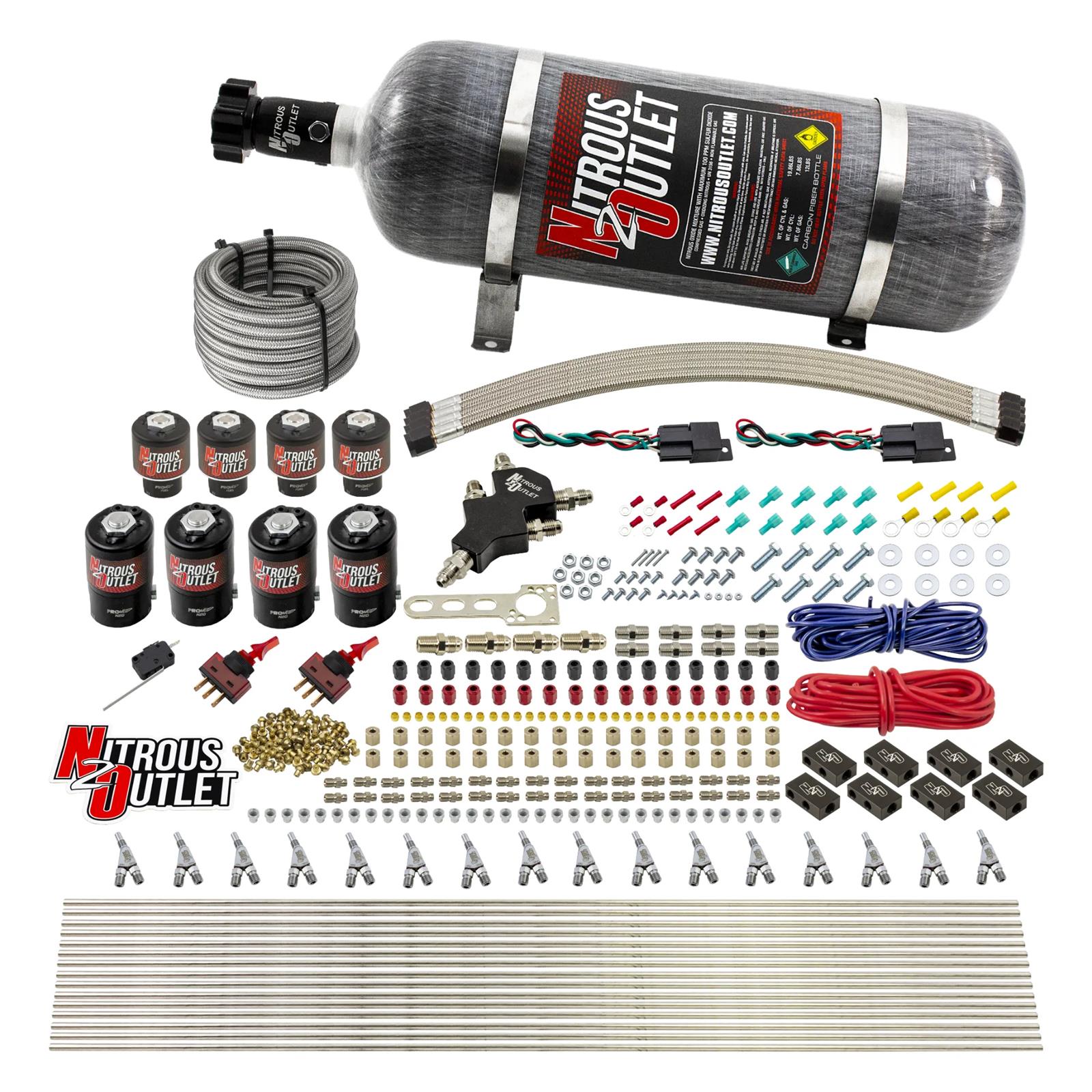 Nitrous Outlet Oxide Systems 00-10433-ALC-L-SBT-DS-12 DS 8 Cyl 8 Sol Racers Direct Port Sys ALC Low PSI(12Lb Bottle)(SBT Noz)