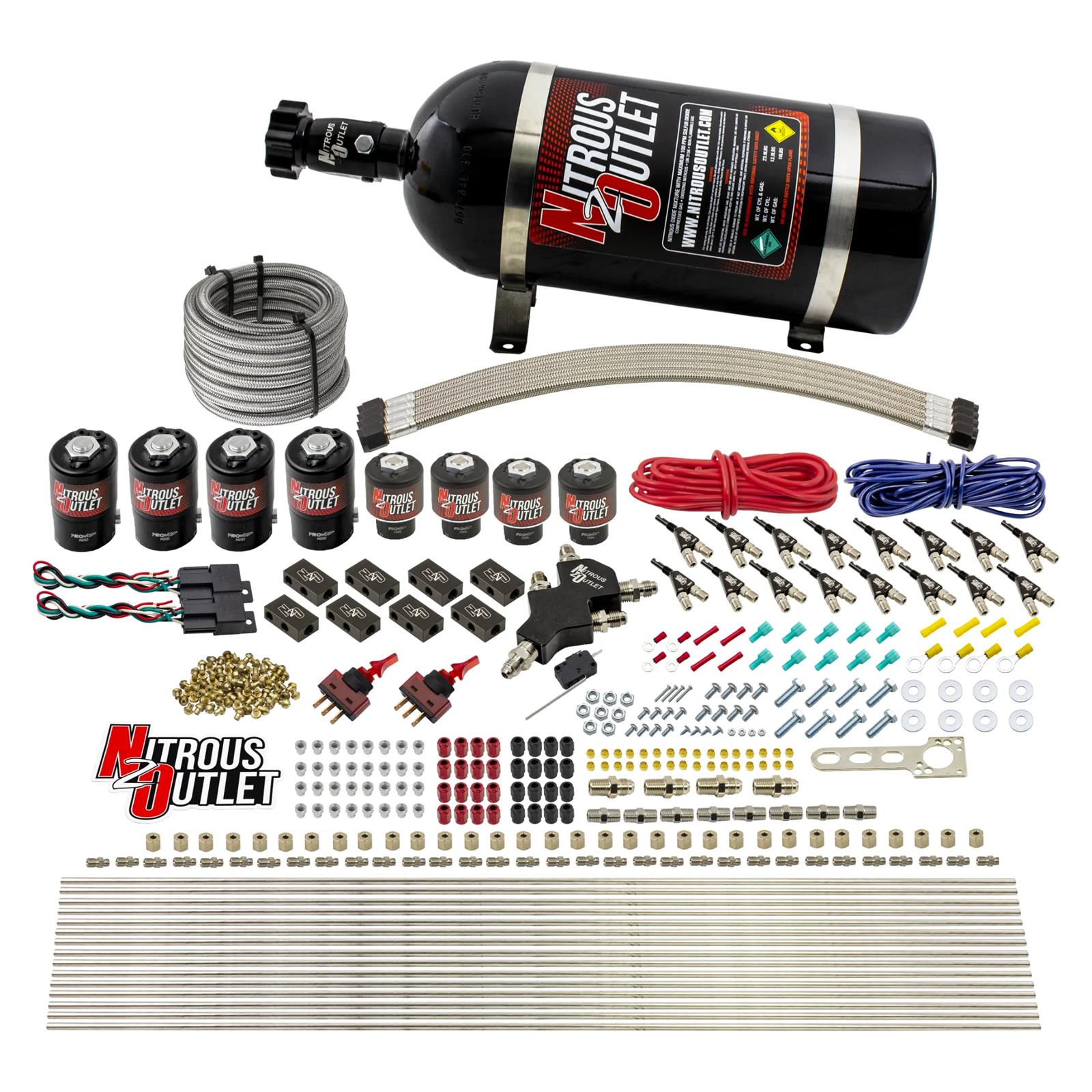 Nitrous Outlet Oxide Systems 00-10433-E85-H-DS-10 DS 8 Cyl 8 Sol Racers Direct Port Sys E85 Low PSI(10Lb Bottle)(90° Noz)