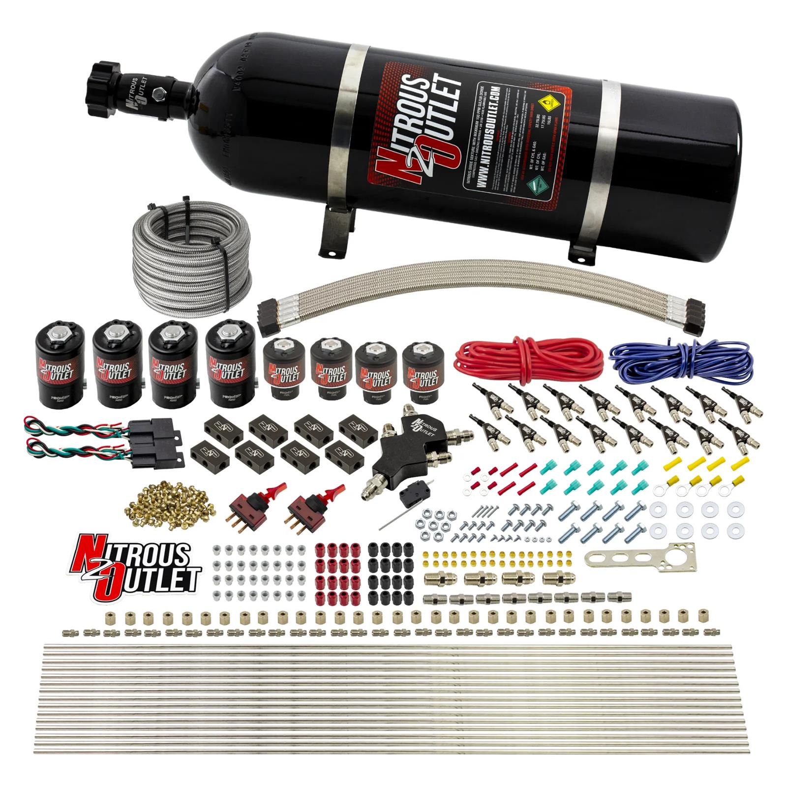Nitrous Outlet Oxide Systems 00-10433-E85-H-DS-15 DS 8 Cyl 8 Sol Racers Direct Port Sys E85 Low PSI(15Lb Bottle)(90° Noz)