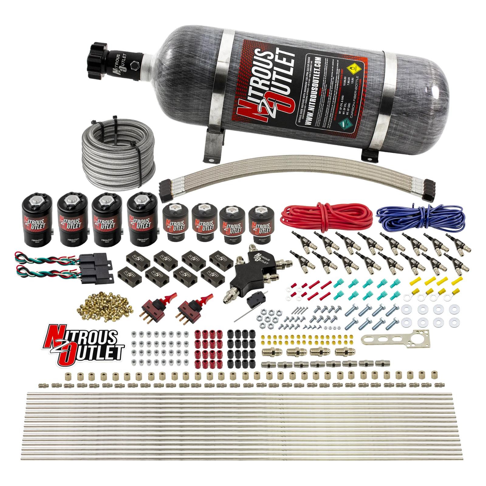 Nitrous Outlet Oxide Systems 00-10433-E85-L-DS-12 DS 8 Cyl 8 Sol Racers Direct Port Sys E85 Low PSI(12Lb Bottle)(90° Noz)