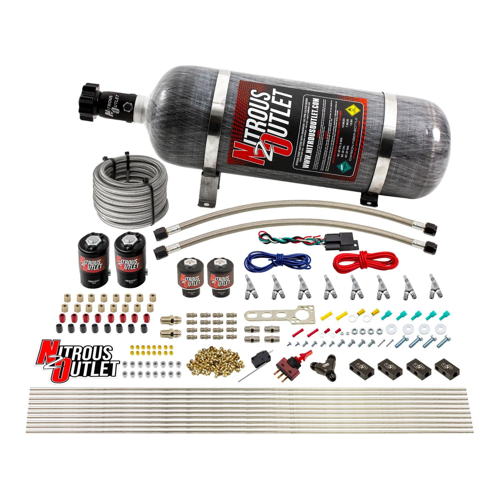 Nitrous Outlet Oxide Systems 00-10433-E85-L-SBT-12 8 Cyl 4 Sol Racers Direct Port Sys E85 Low PSI(12lb Bottle)(SBT Noz)