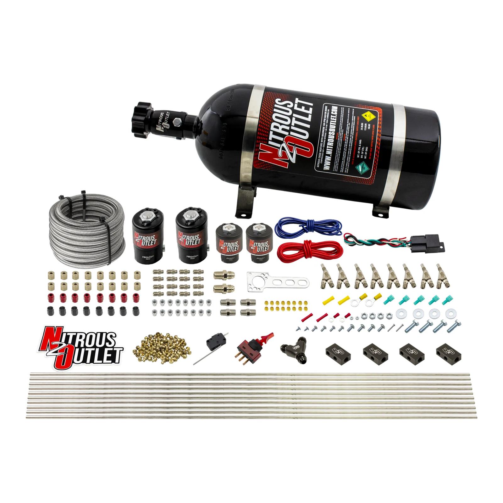 Nitrous Outlet Oxide Systems 00-10433-H-SBT-DS-10 DS 8 Cyl 8 Sol Racers Direct Port Sys Low PSI(10Lb Bottle)(SBT Noz)