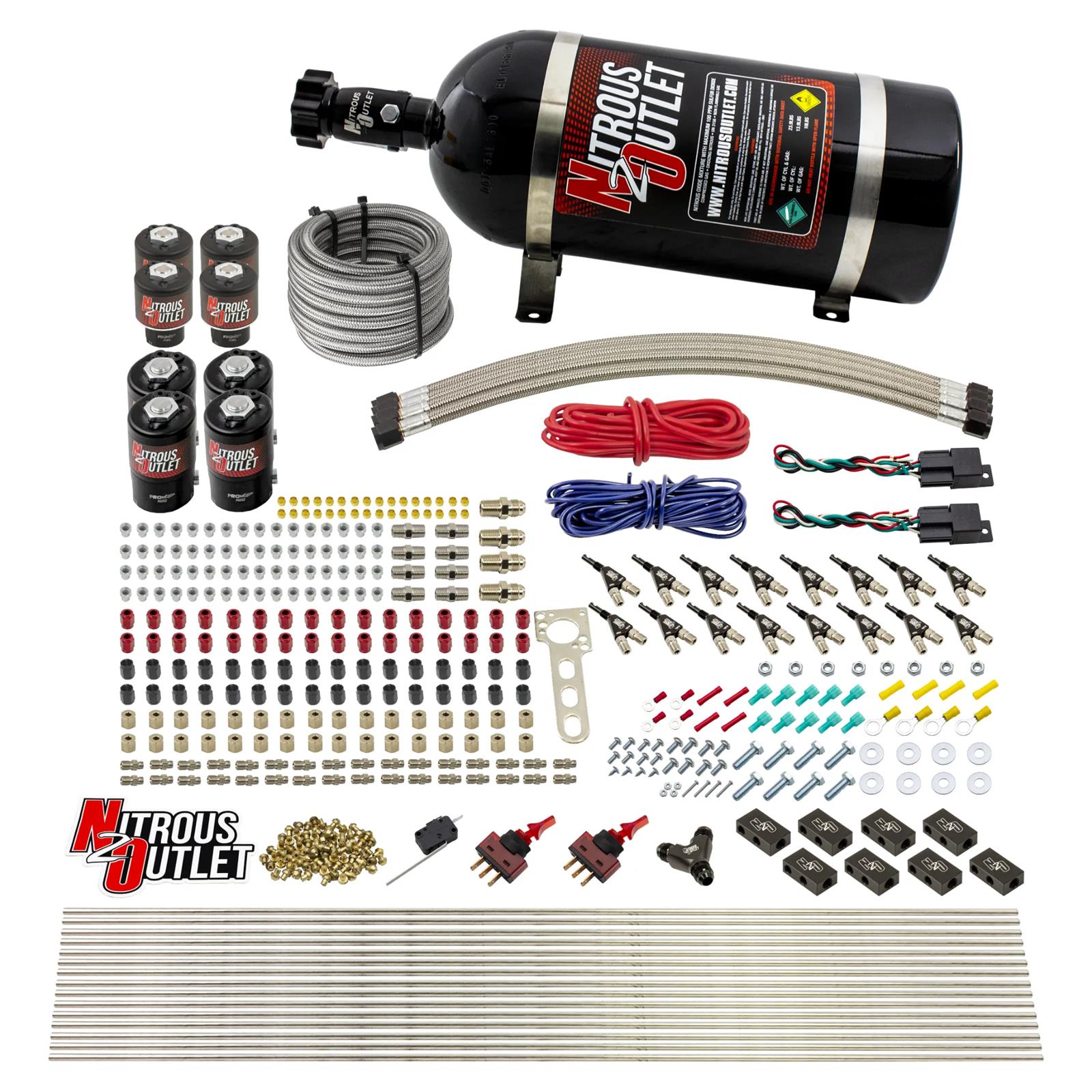 Nitrous Outlet Oxide Systems 00-10434-E85-H-DS-10 DS 8 Cyl 8 Sol Racers Direct Port Sys E85 Hi PSI(10Lb Bottle)(90° Noz)