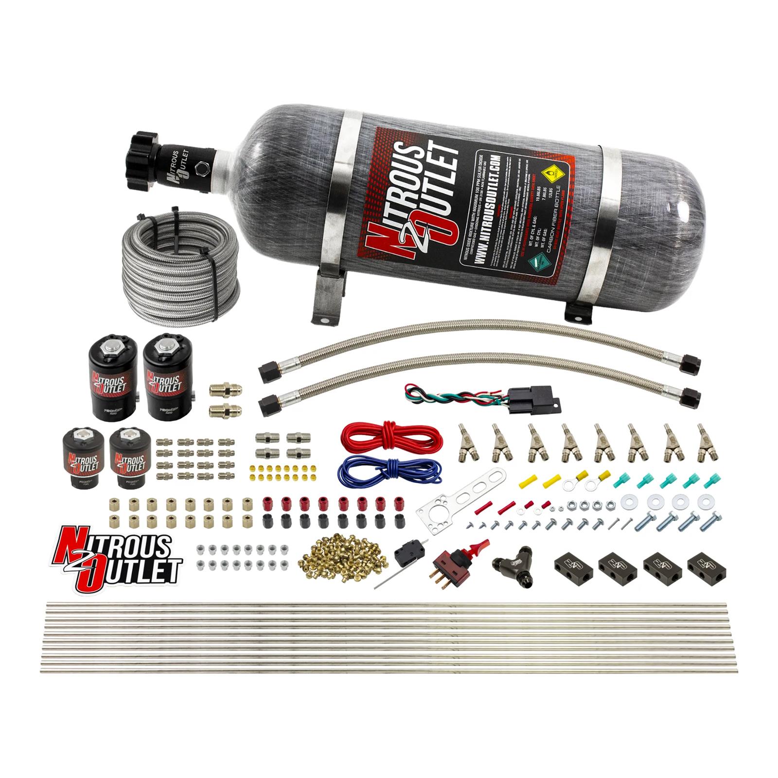 Nitrous Outlet Oxide Systems 00-10434-E85-H-SBT-12 8 Cyl 4 Sol Racers Direct Port Sys E85 Hi PSI( 12lb Bottle)(SBT Noz)