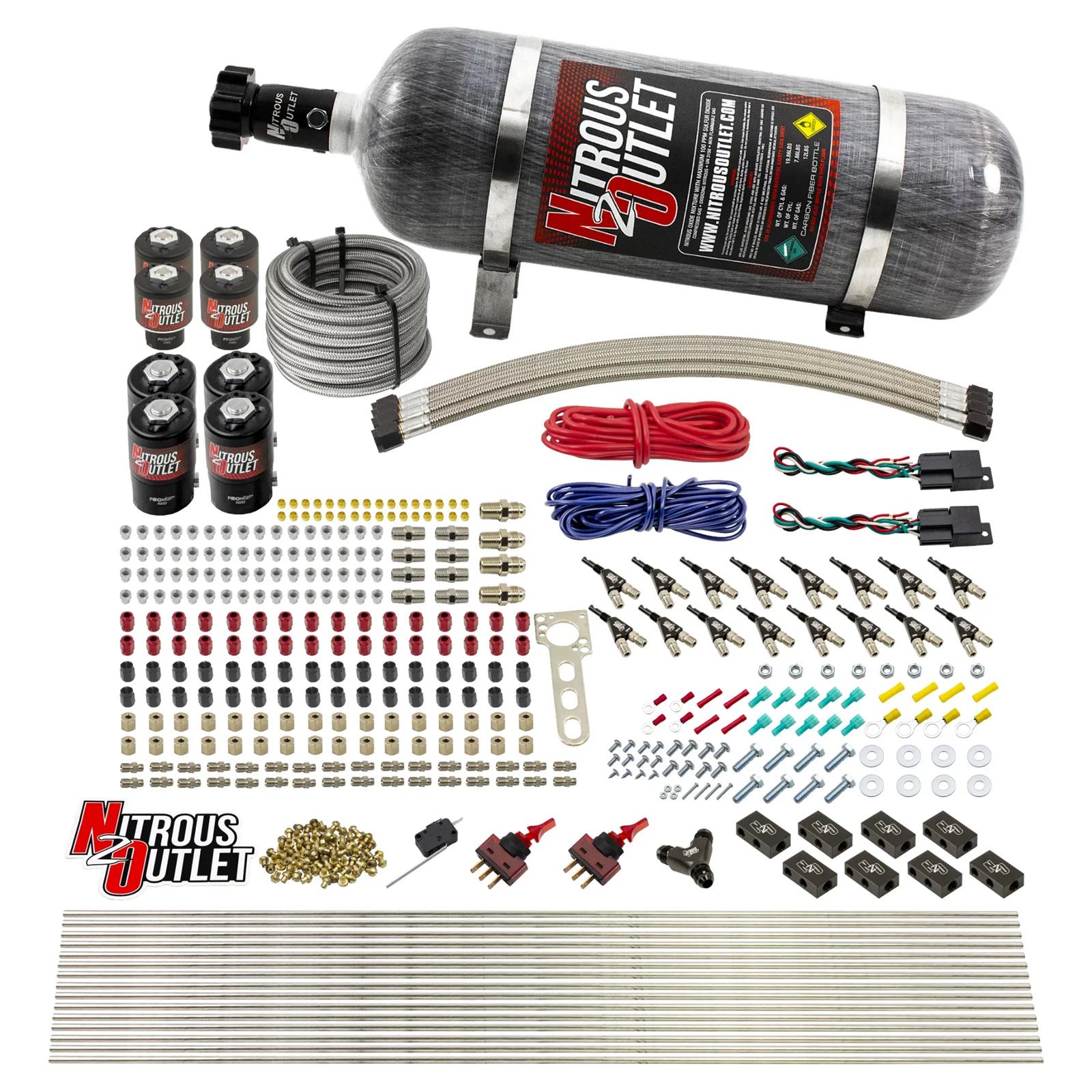 Nitrous Outlet Oxide Systems 00-10434-E85-L-DS-12 DS 8 Cyl 8 Sol Racers Direct Port Sys E85 Hi PSI(12Lb Bottle)(90° Noz)