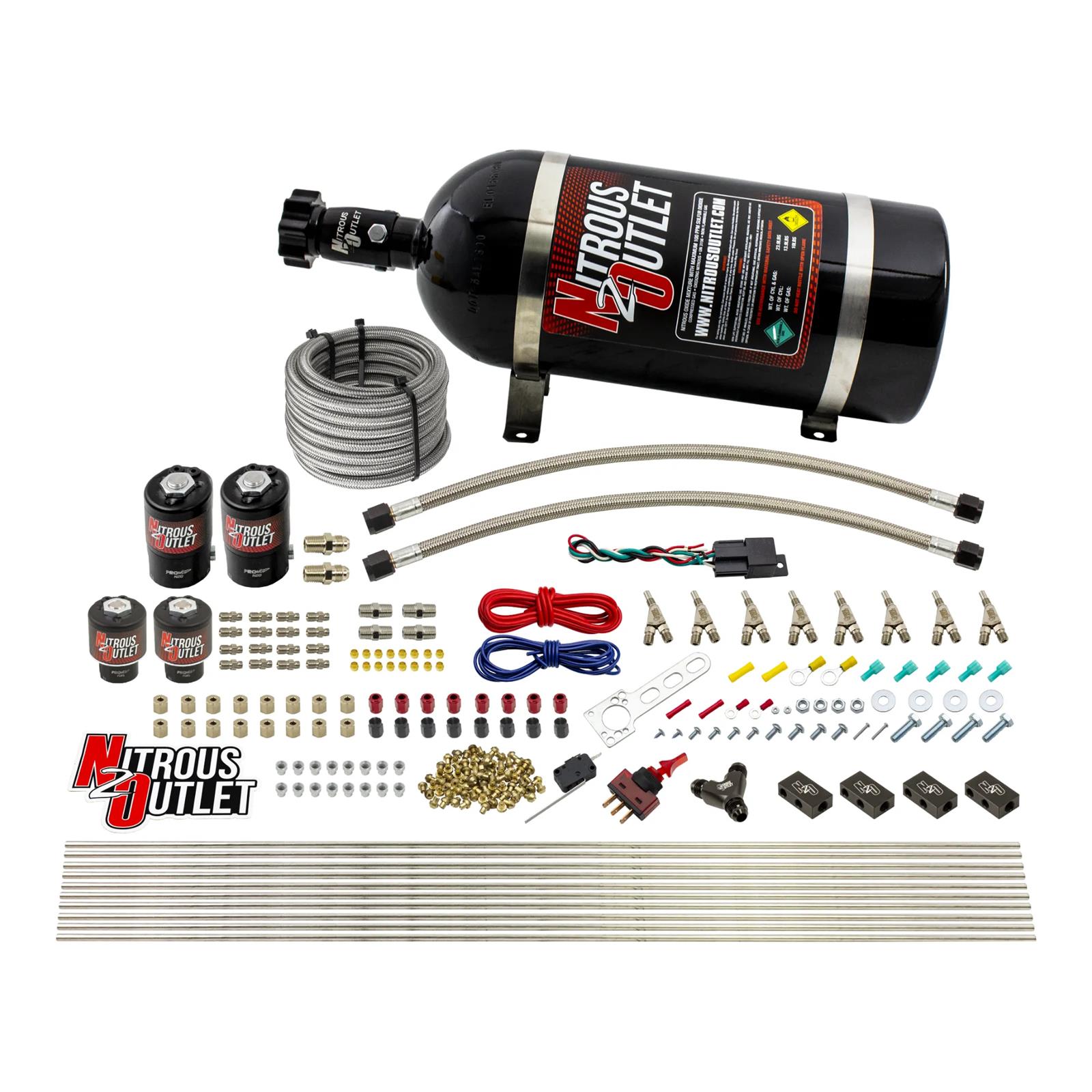 Nitrous Outlet Oxide Systems 00-10434-H-SBT-10 8 Cyl 4 Sol Racers Direct Port Sys Hi PSI( 10lb Bottle)(SBT Noz)