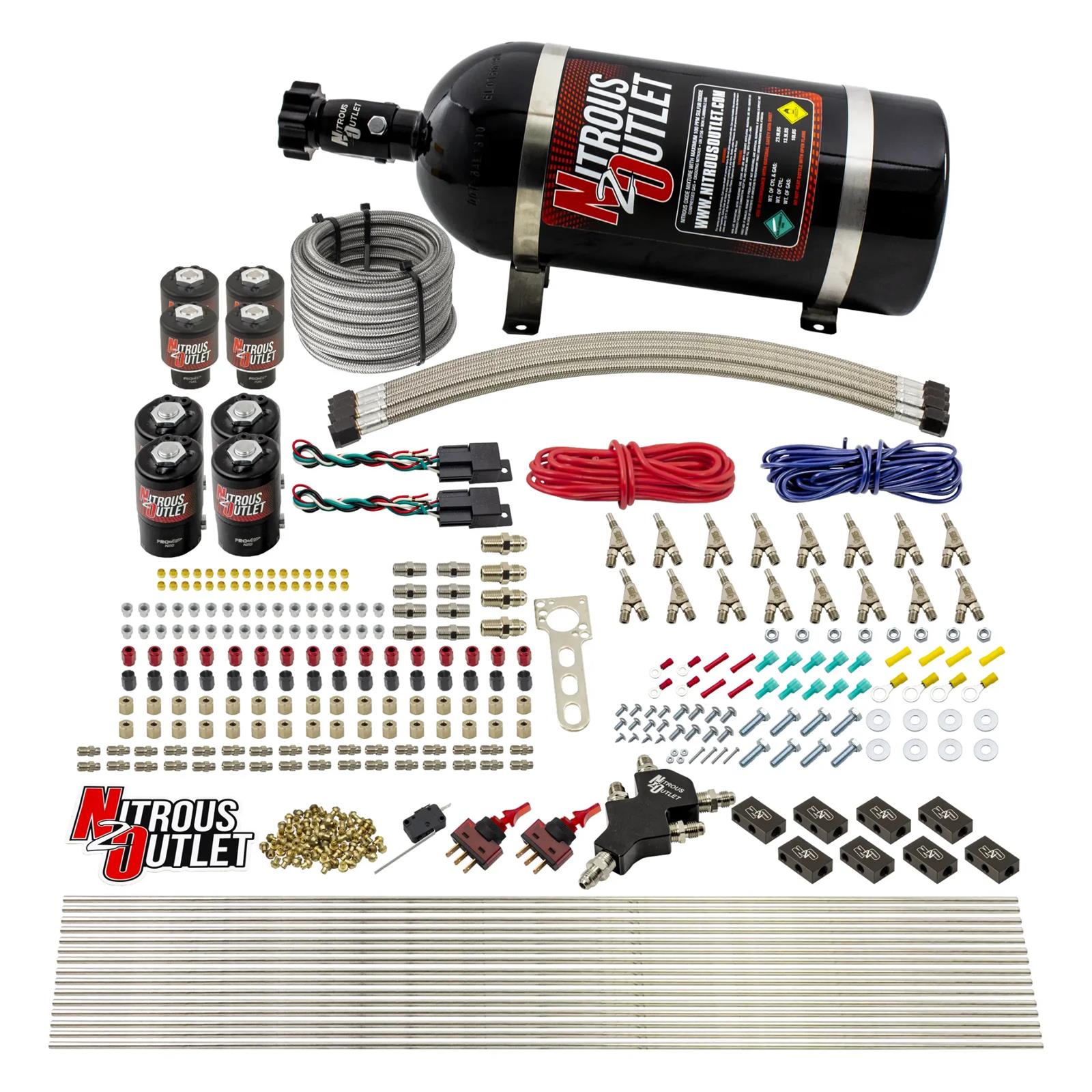 Nitrous Outlet Oxide Systems 00-10434-H-SBT-DS-10 DS 8 Cyl 8 Sol Racers Direct Port Sys Hi PSI(10Lb Bottle)(SBT Noz)