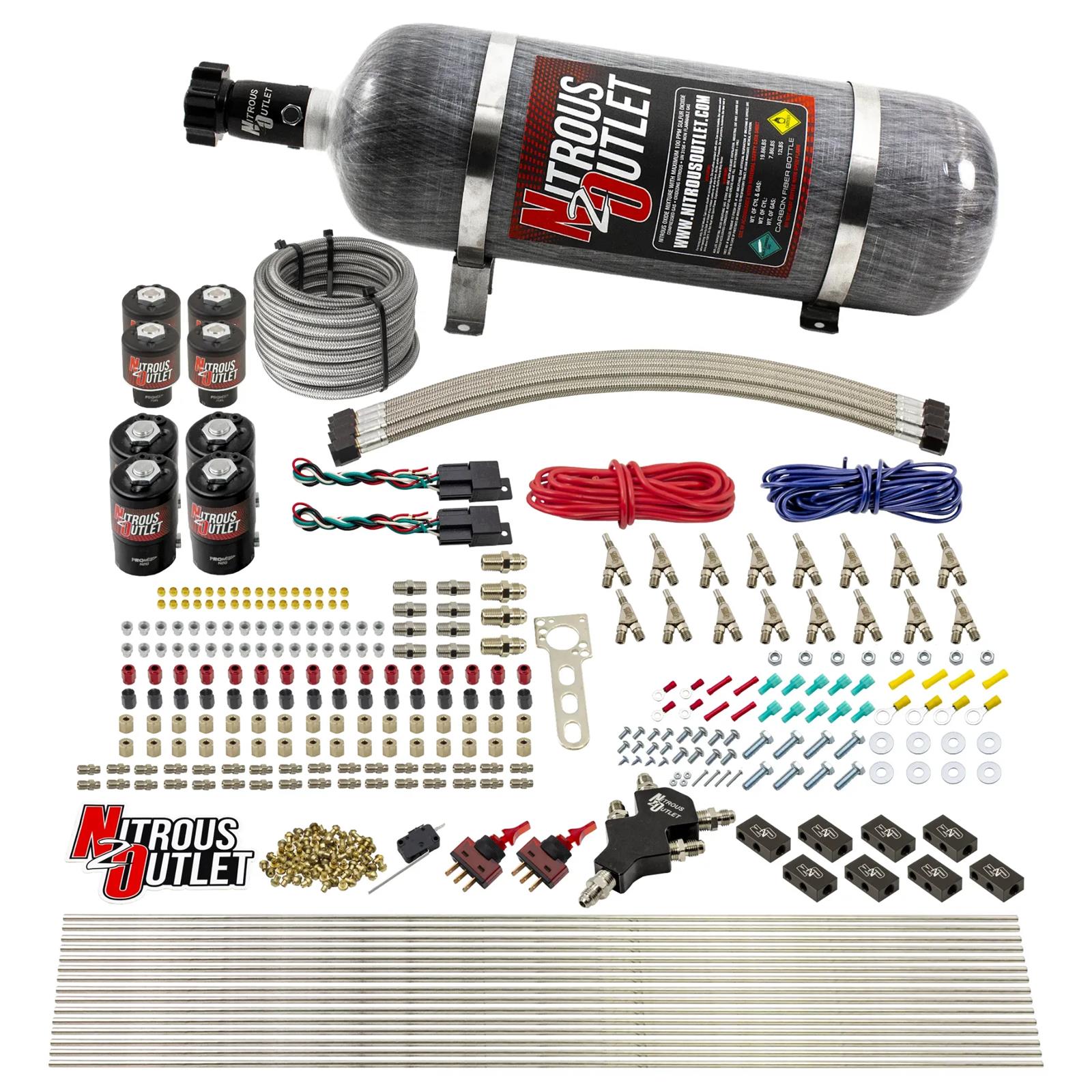 Nitrous Outlet Oxide Systems 00-10434-L-SBT-DS-12 DS 8 Cyl 8 Sol Racers Direct Port Sys Hi PSI(12Lb Bottle)(SBT Noz)