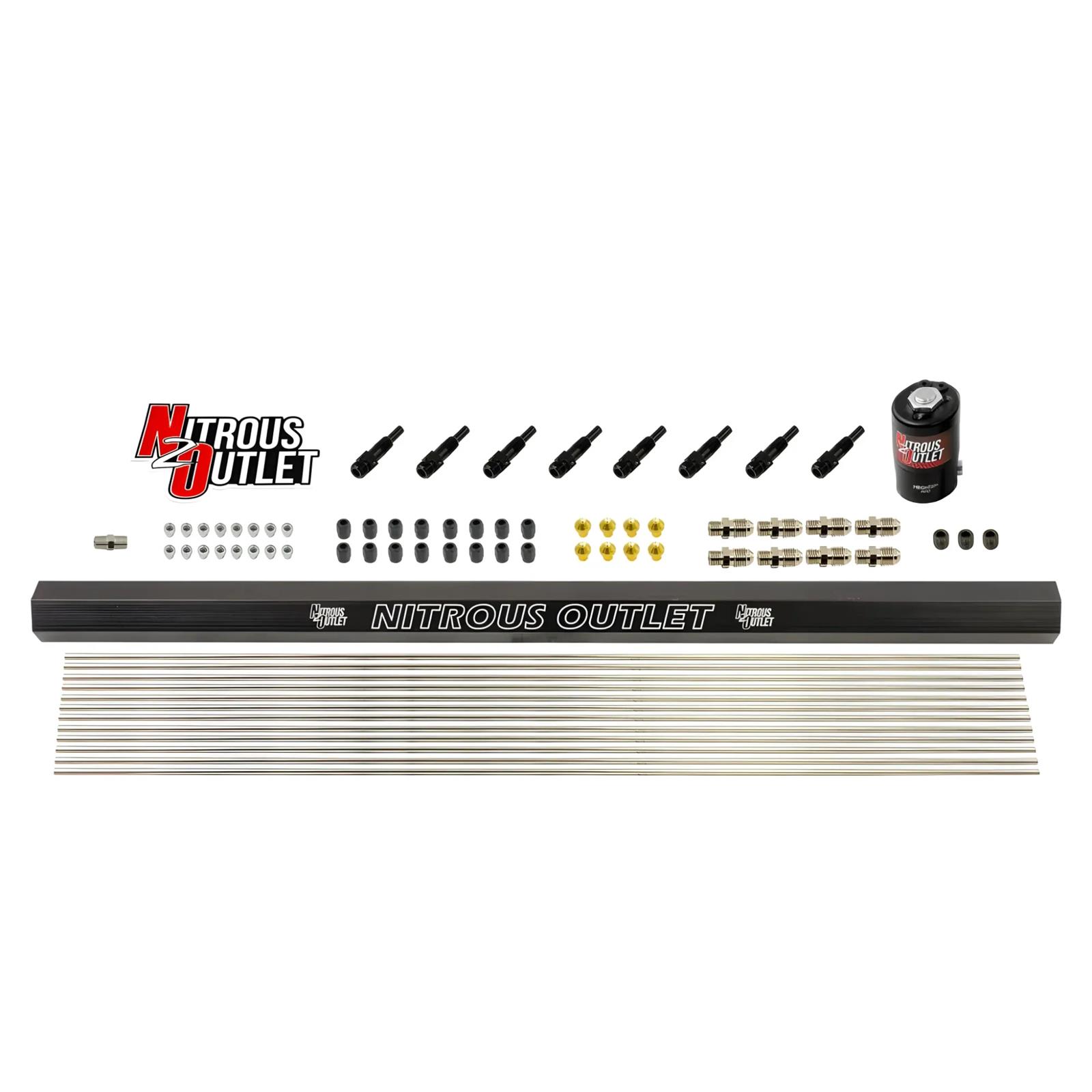Nitrous Outlet Oxide System Conversion and Upgrade Kits 00-10455-H-R-SBT Dry EFI 8 Cyl 1 Sol Forward Plumbers Kit w/ Single Rail SBT Noz.