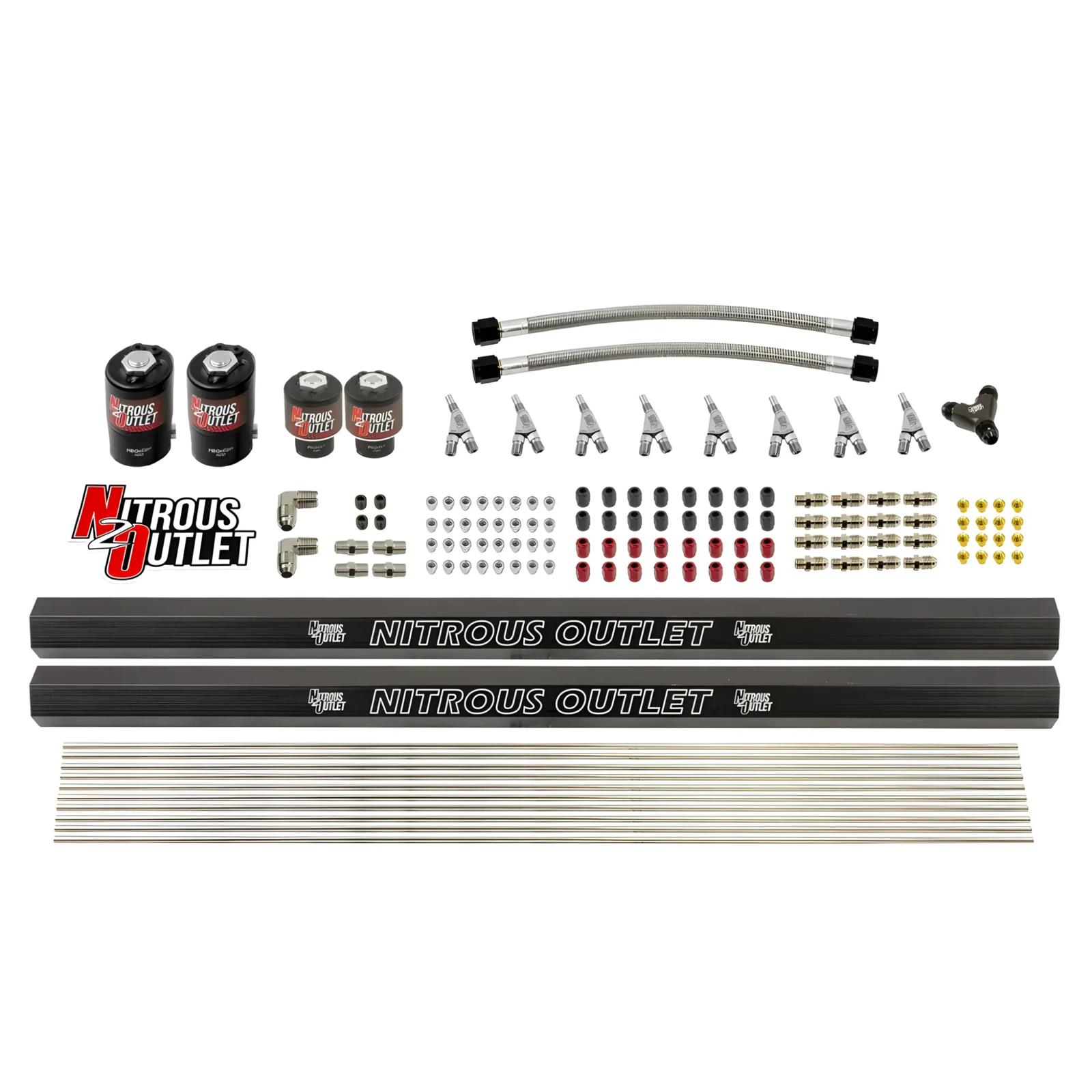 Nitrous Outlet Oxide System Conversion and Upgrade Kits 00-10459-H-R-SBT 8 Cyl 4 Sol Kit w/ Dual Rails 90° Noz