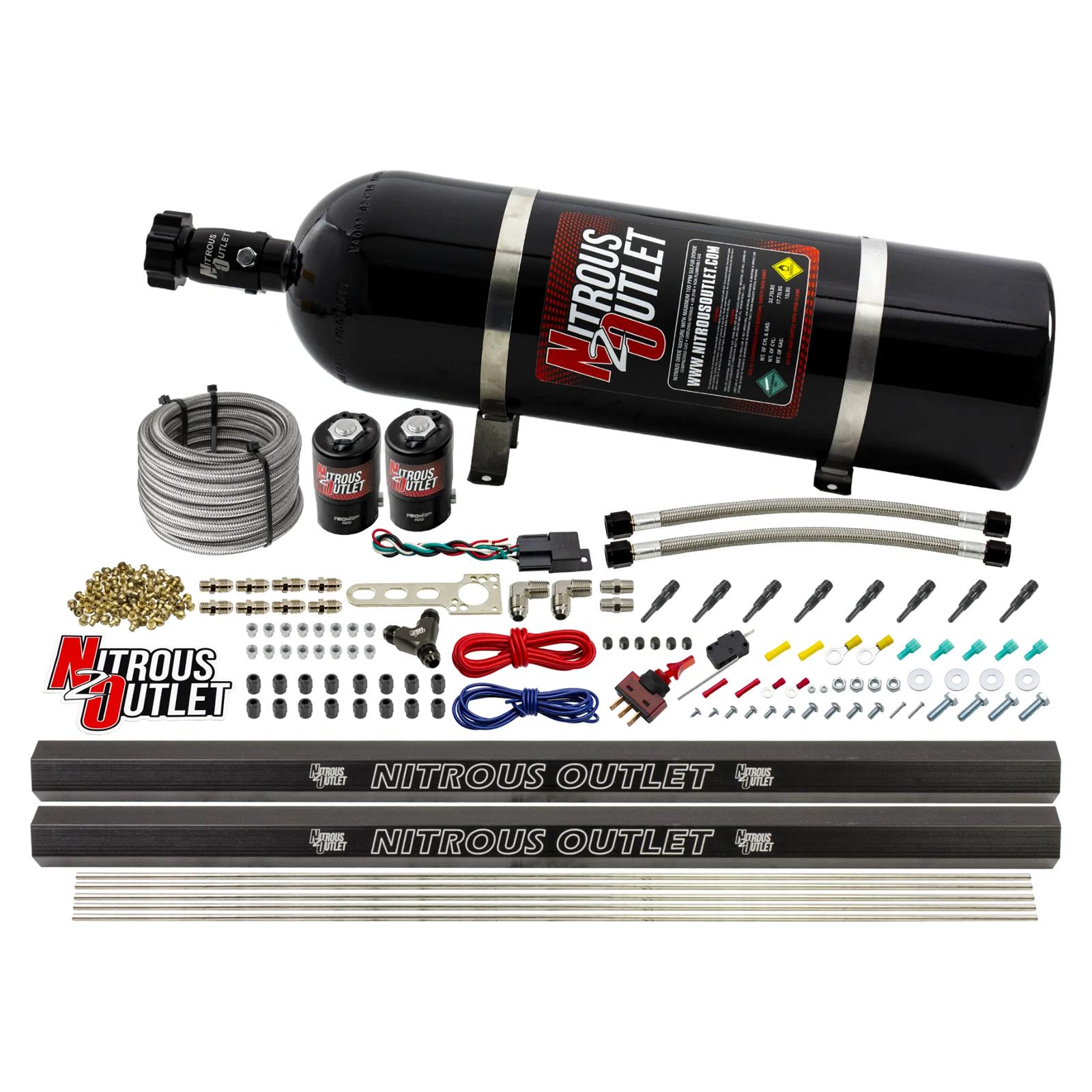 Nitrous Outlet Oxide Systems 00-10471-H-R-SBT-15 Dry EFI 8 Cyl 2 Sol Direct Port Sys w/ Dual Rails (15Lb Bottle )(SBT Noz)