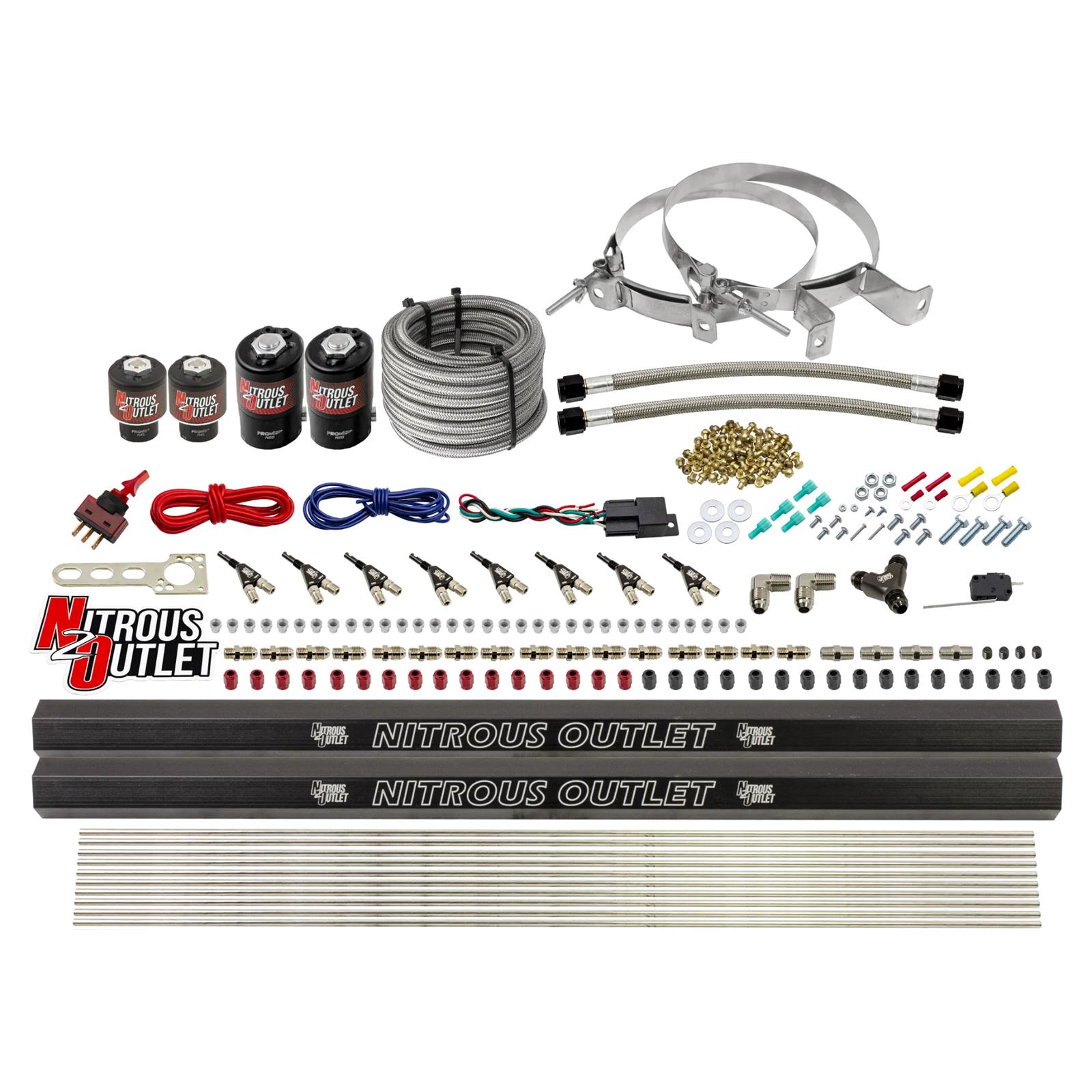 Nitrous Outlet Oxide Systems 00-10475-E85-H-R-00 8 Cyl 4 Sol Direct Port Sys w/ Dual Rails E85 Hi PSI(No Bottle)(90° Noz)