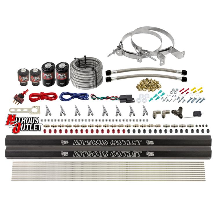 Nitrous Outlet Oxide Systems 00-10475-L-R-SBT-00 8 Cyl 4 Sol Direct Port Sys w/ Dual Rails Hi PSI(No Bottle)(SBT Noz)