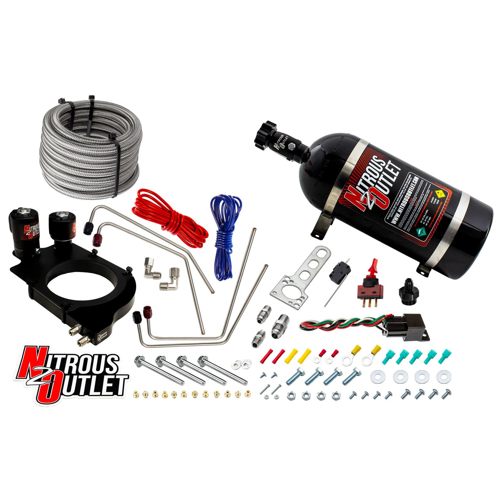 Nitrous Outlet Oxide Systems 00-10161-T-102-10 Systems, GM Truck Holley Hi-Ram 102mm Throttle Body - Gas/E85 (5-55psi)(50-200HP)(10lb Bottle)
