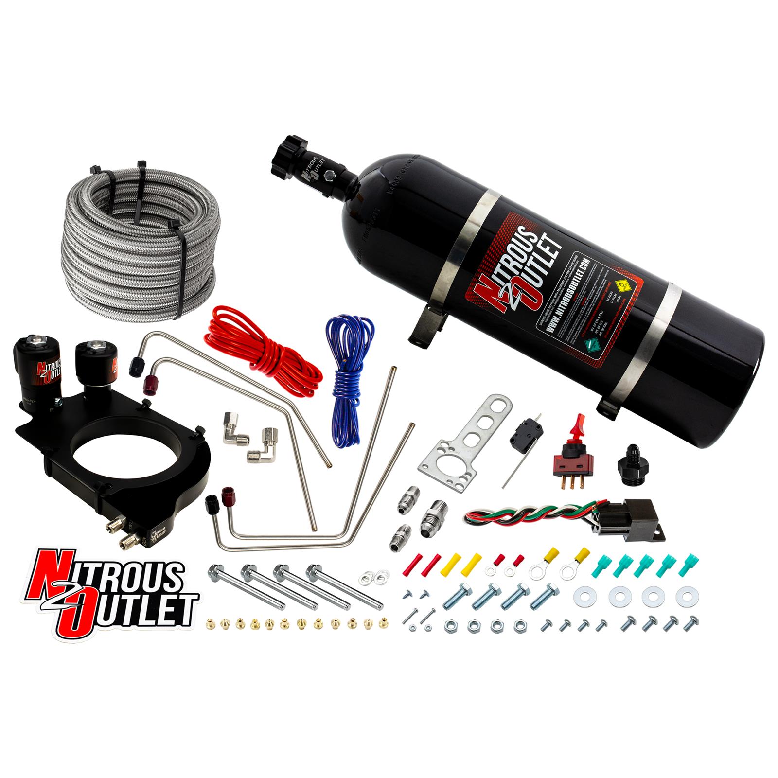 Nitrous Outlet Oxide Systems 00-10161-T-102-15 Systems, GM Truck Holley Hi-Ram 102mm Throttle Body - Gas/E85 (5-55psi)(50-200HP)(15lb Bottle)