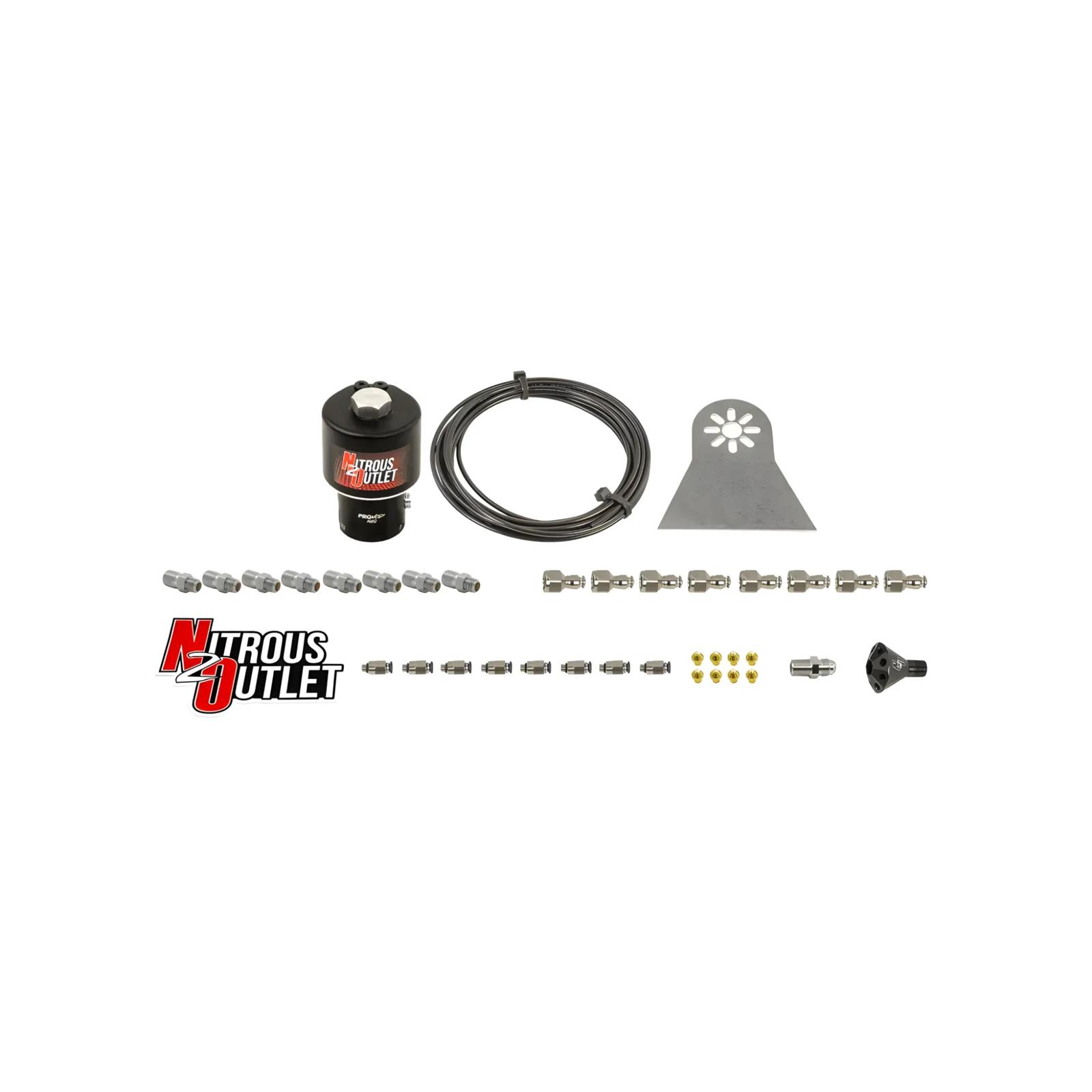 Nitrous Outlet Oxide Systems 00-10480-T-PF-DRY Systems, Dry 8 Cylinder Solenoids Forward Direct Port Plumbers Kit - .178 Trashcan Solenoid/Nylon Hose/Showerhead Distribution