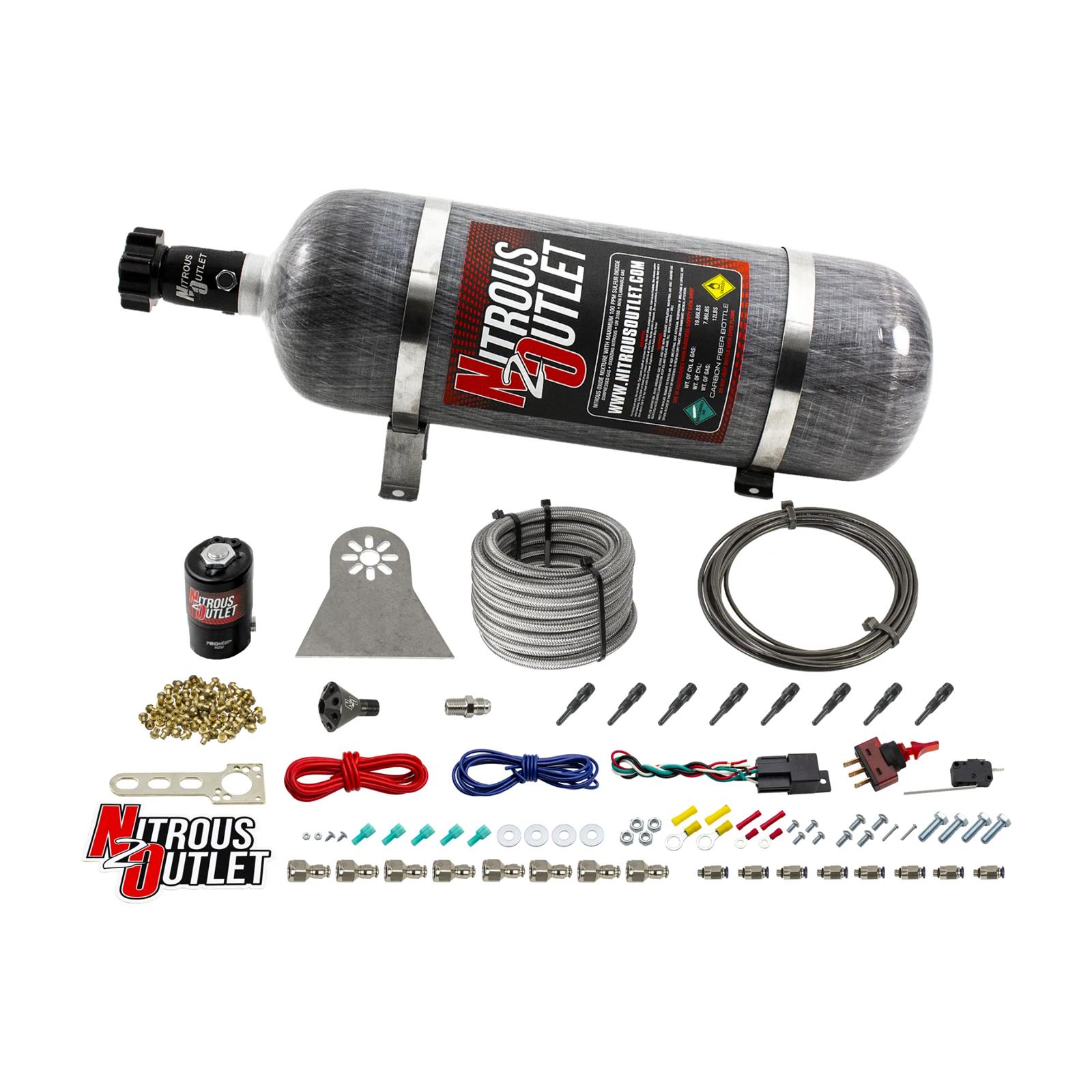 Nitrous Outlet Oxide Systems 00-10481-L-DRY-12 Systems, Dry 8 Cylinder Direct Port System - .112 Nie Discharge Nozzles (100-400HP)(12lb Bottle)
