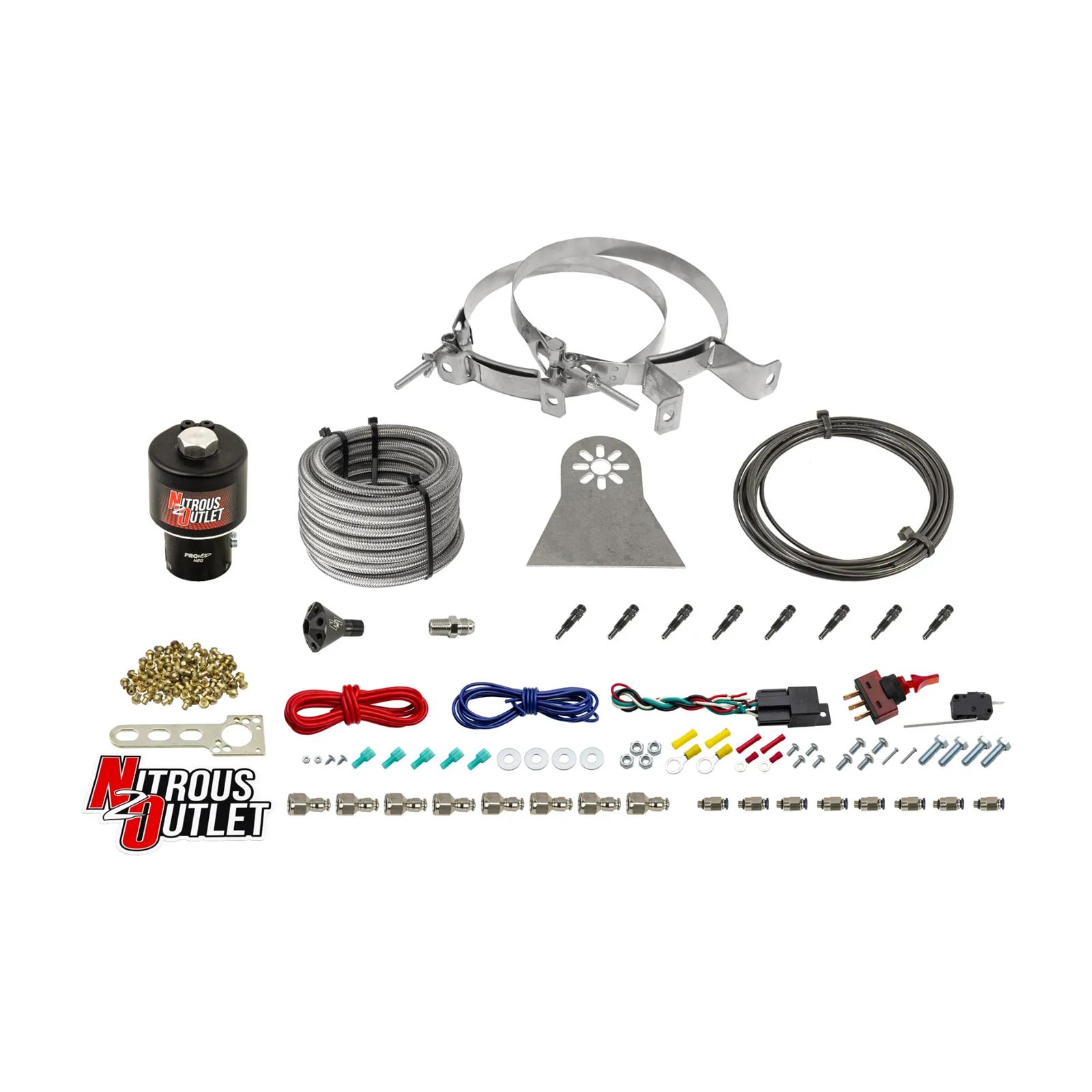 Nitrous Outlet Oxide Systems 00-10481-T-SBT-DRY-00 Systems, Dry 8 Cylinder Direct Port System - .178 Trght Discharge Nozzles (100-600HP)(No Bottle)