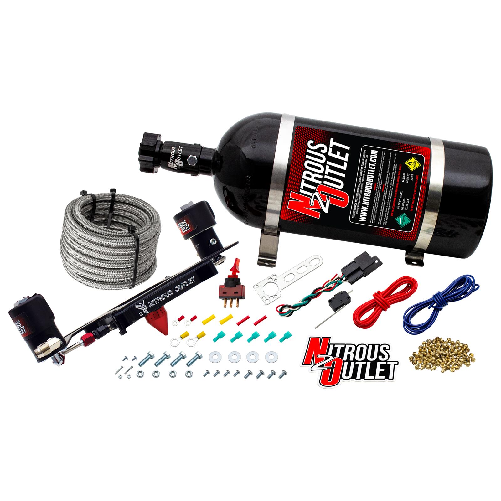 Nitrous Outlet Oxide Systems 00-10606-GEN4-10 Systems, 4150 Stinger 4 Race System - Hard-line/.178 (Gas/E85)(5-55 psi)(50-600 HP)(10lb Bottle)