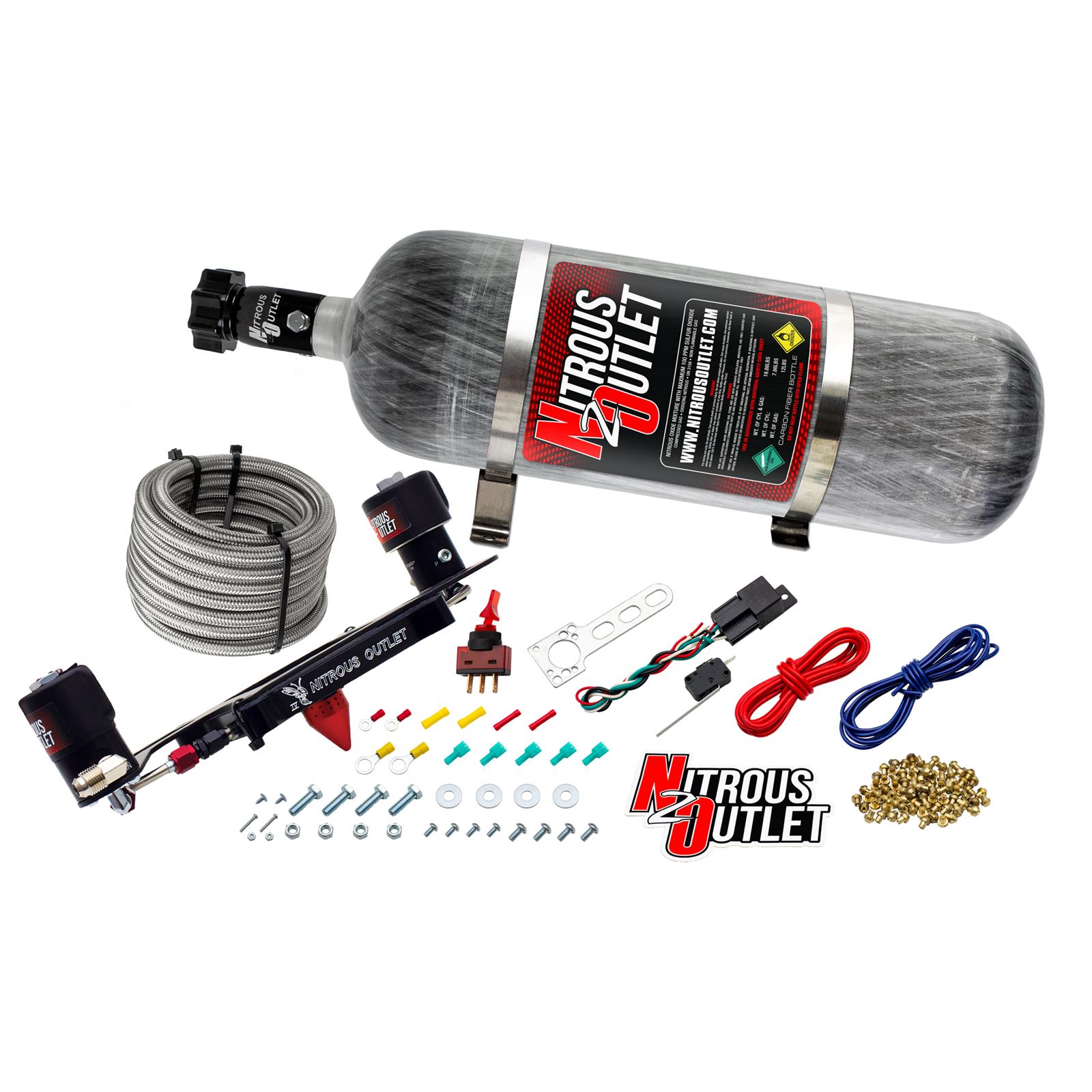 Nitrous Outlet Oxide Systems 00-10606-GEN4-12 Systems, 4150 Stinger 4 Race System - Hard-line/.178 (Gas/E85)(5-55 psi)(50-600 HP)(12lb Bottle)