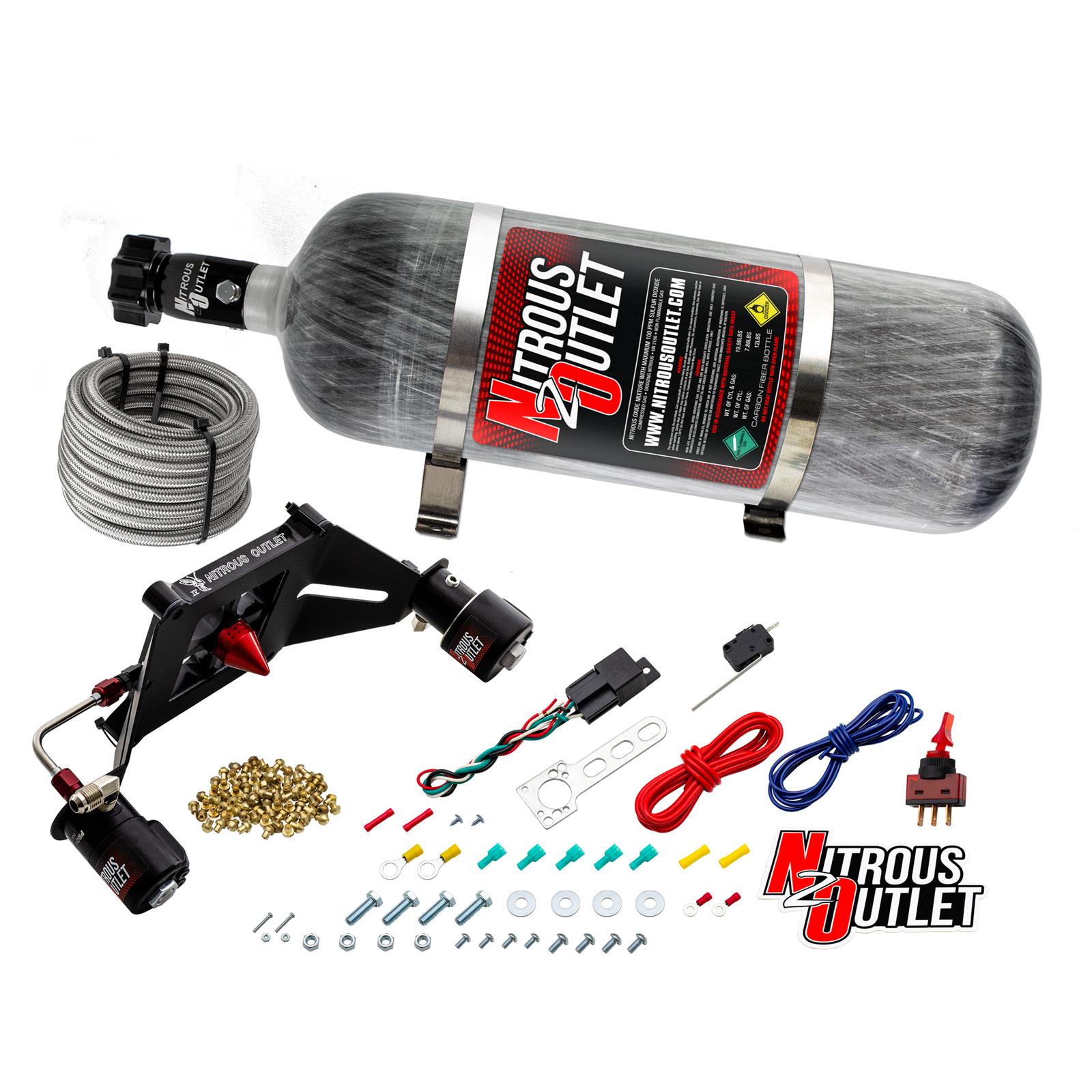 Nitrous Outlet Oxide Systems 00-10612-GEN4-12 Systems, 4150 Stinger 4 Race System - Hard-line/.178 (Gas/E85)(5-55 psi)(50-600 HP)(12lb Bottle)