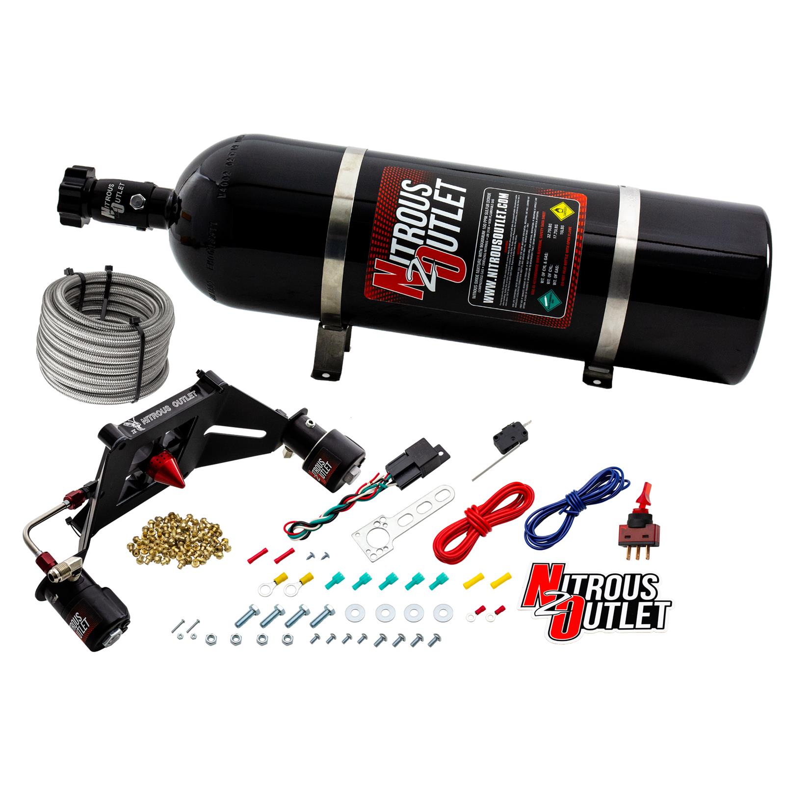 Nitrous Outlet Oxide Systems 00-10612-GEN4-15 Systems, 4150 Stinger 4 Race System - Hard-line/.178 (Gas/E85)(5-55 psi)(50-600 HP)(15lb Bottle)