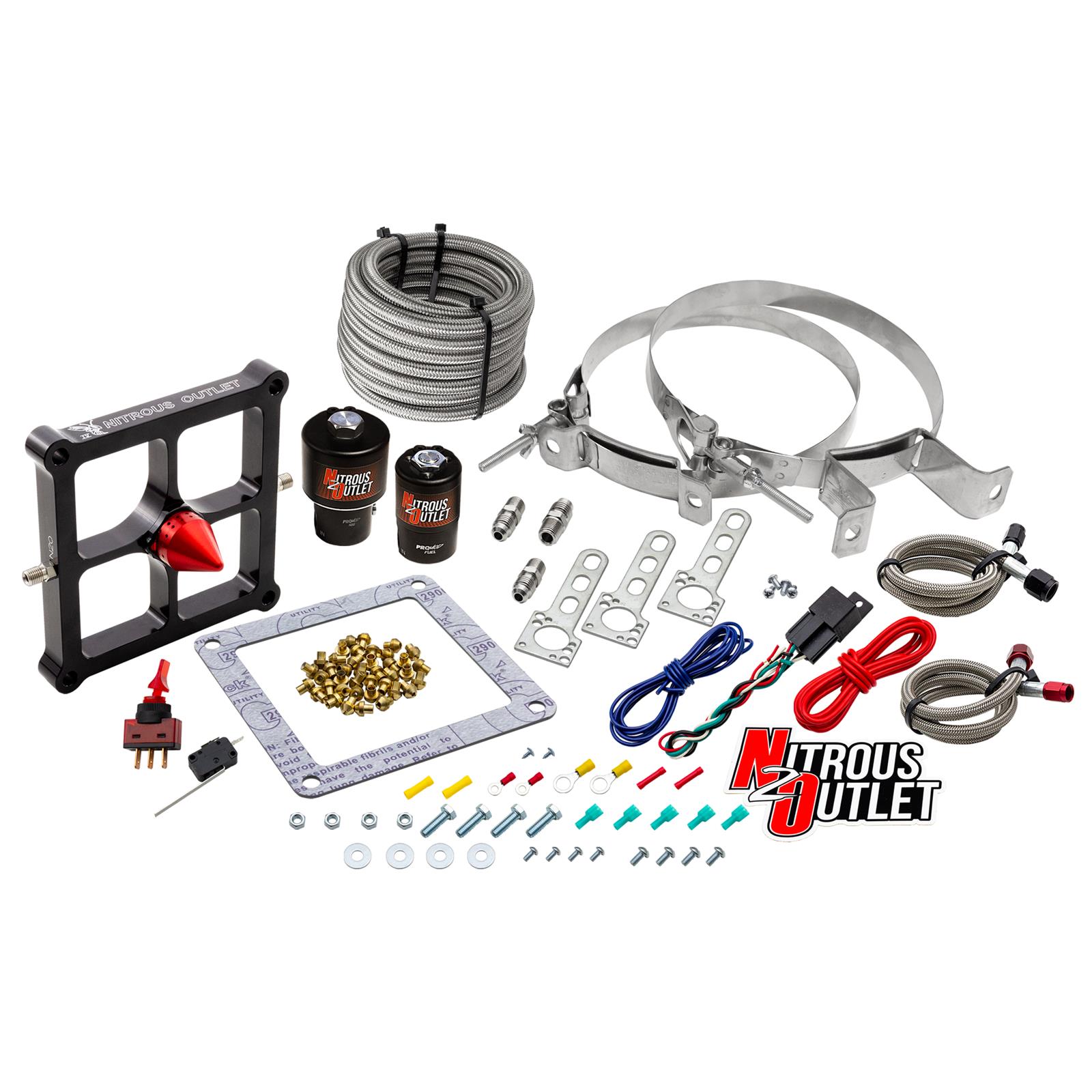 Nitrous Outlet Oxide Systems 00-10652-GEN4-00 Systems, 4500 Stinger 4 Race System - Braided Hoses/ - (Gas/E85)(5-55 psi)(50-600 HP)(No Bottle)