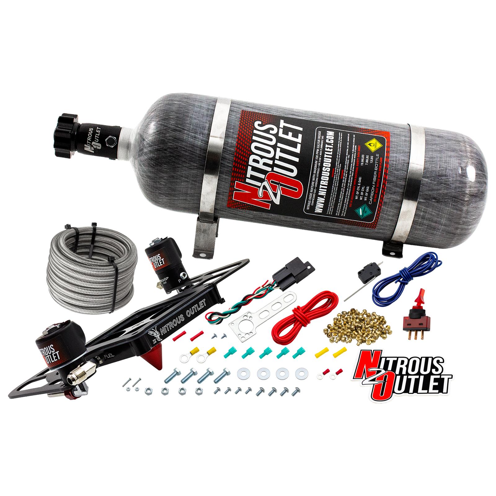 Nitrous Outlet Oxide Systems 00-10654-GEN4-12 Systems, 4500 Stinger 4 System - Hard-line/.122 Solenoid/.177 Fuel Solenoid/Boomerang Solenoid Bracket - (Gas/E85)(5-55 psi)(50-